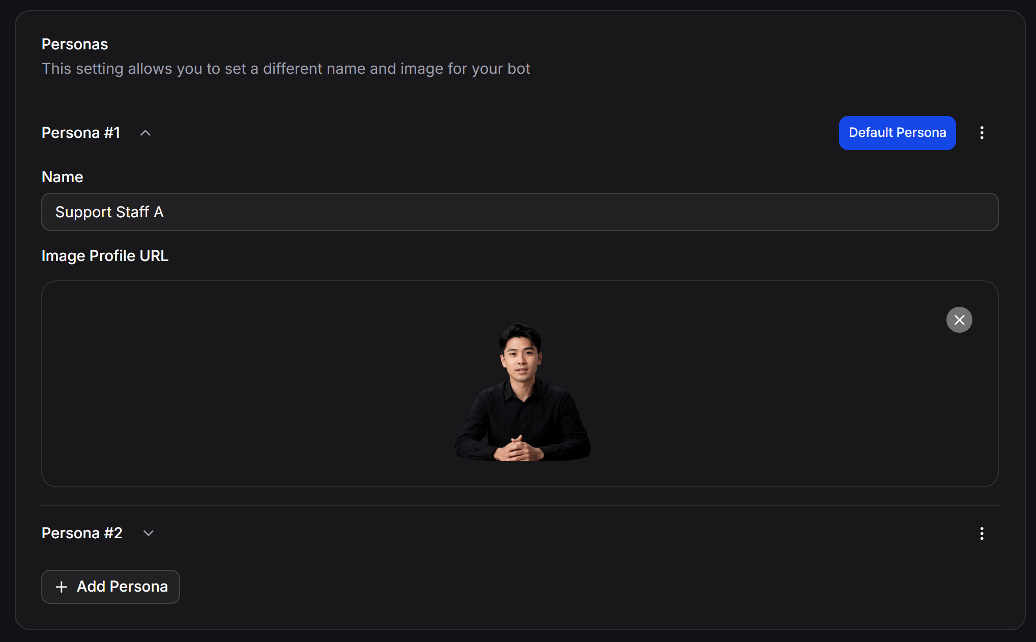 Messenger Personas Settings