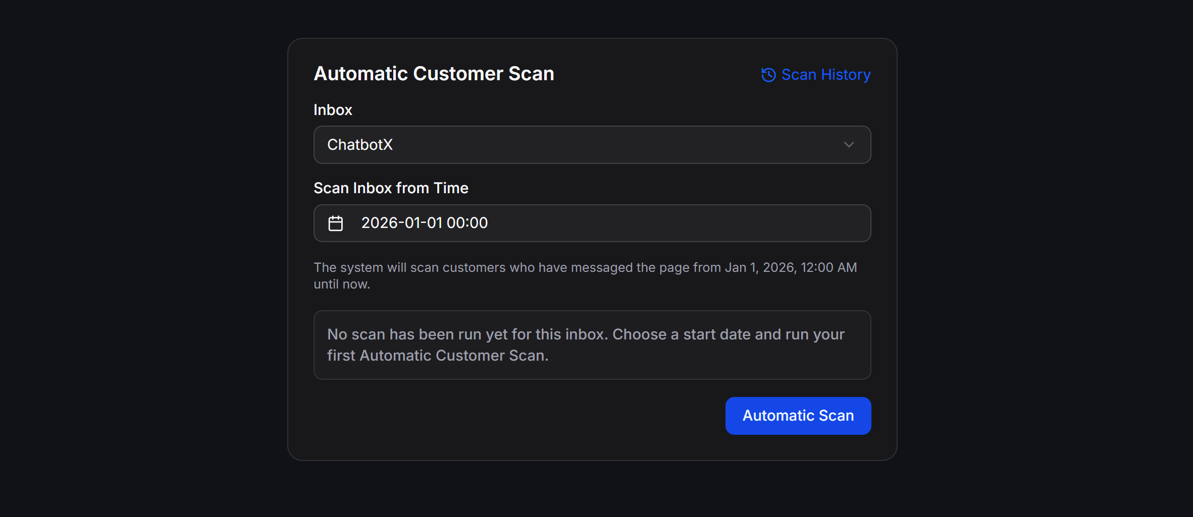 Contacts Automatic Customer Scan Modal