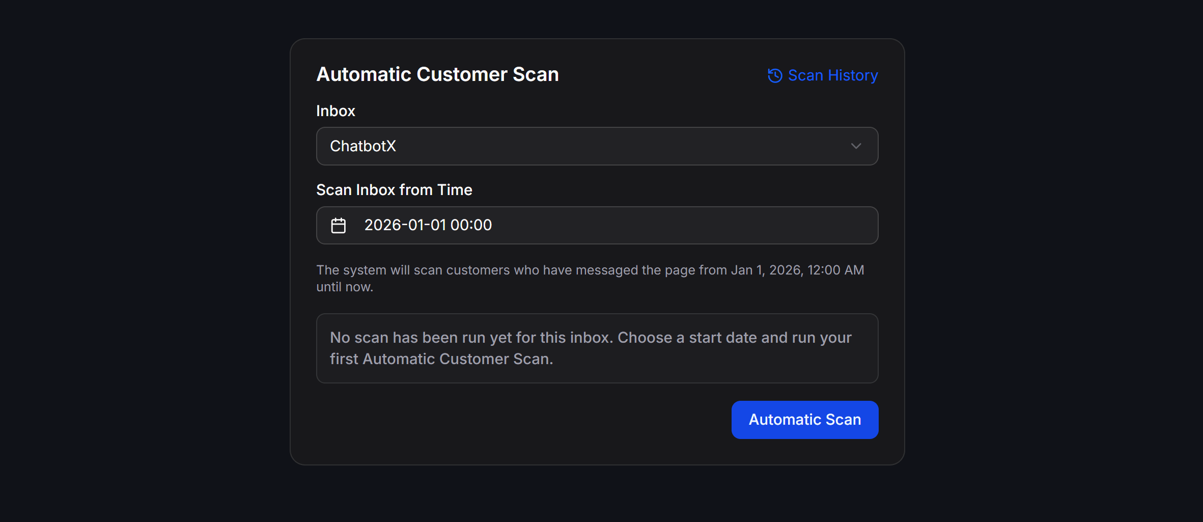 Contacts Automatic Customer Scan Modal