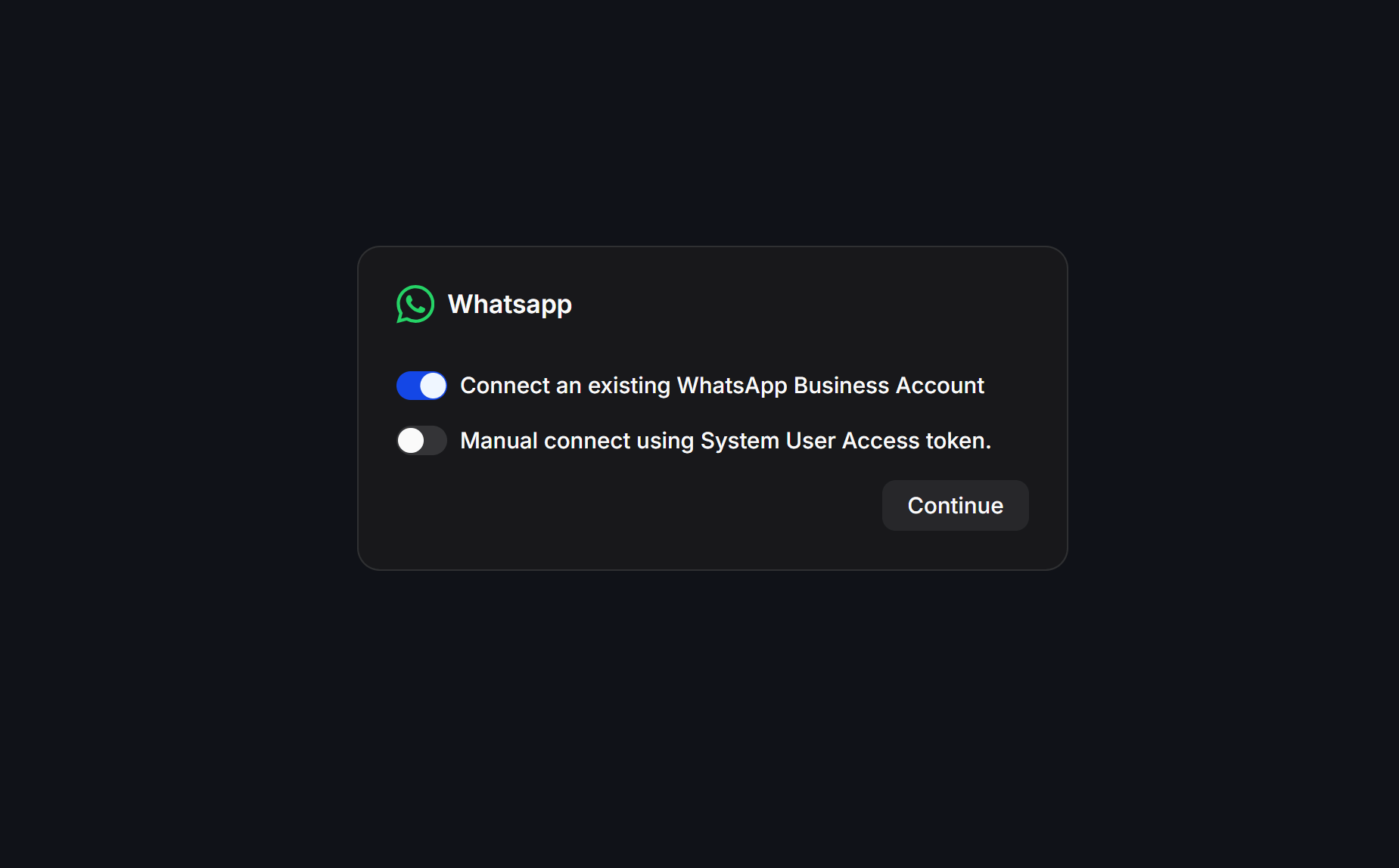 Whatsapp Coexistence Connect Option