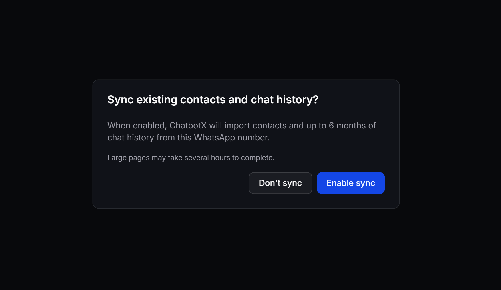 Whatsapp Coexistence Sync History