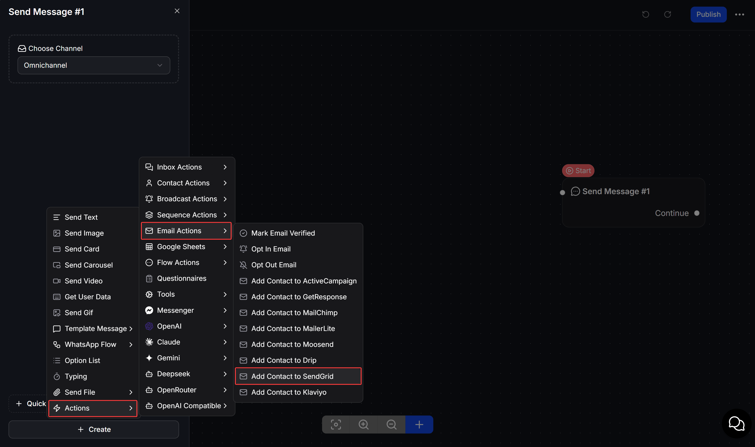 Select Add Contact to SendGrid Action