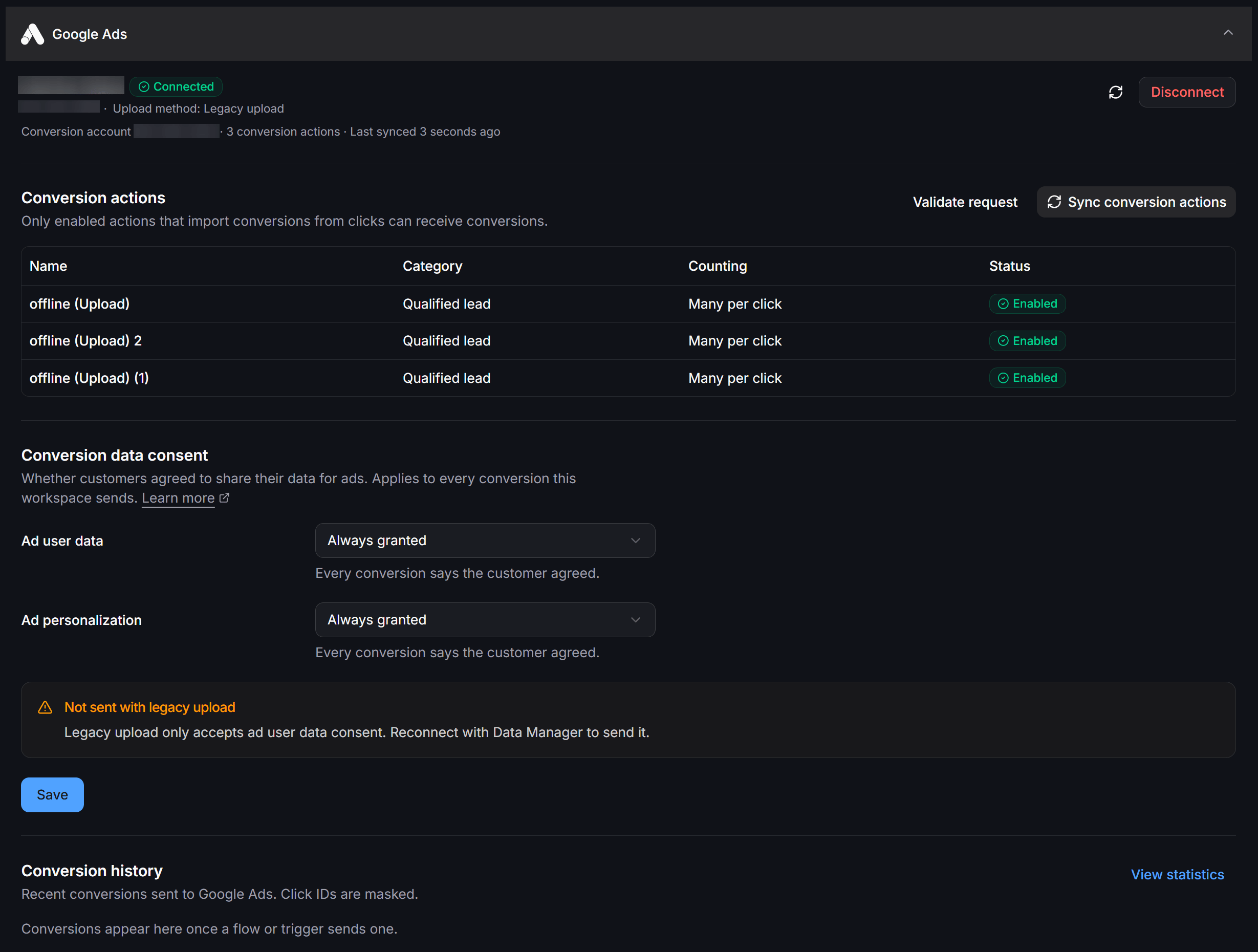 Google Ads Connected Dashboard