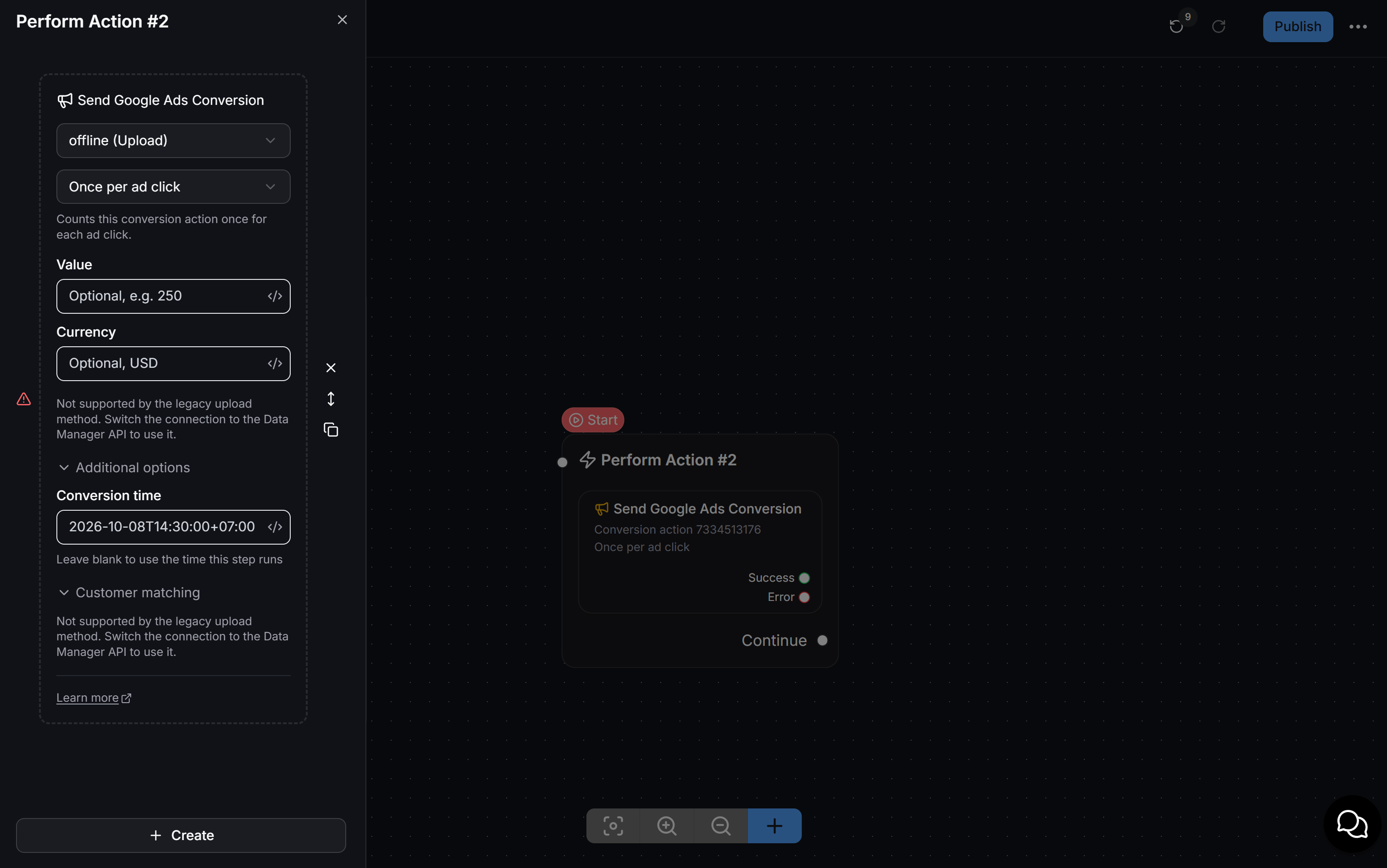 Google Ads Flow Action Config