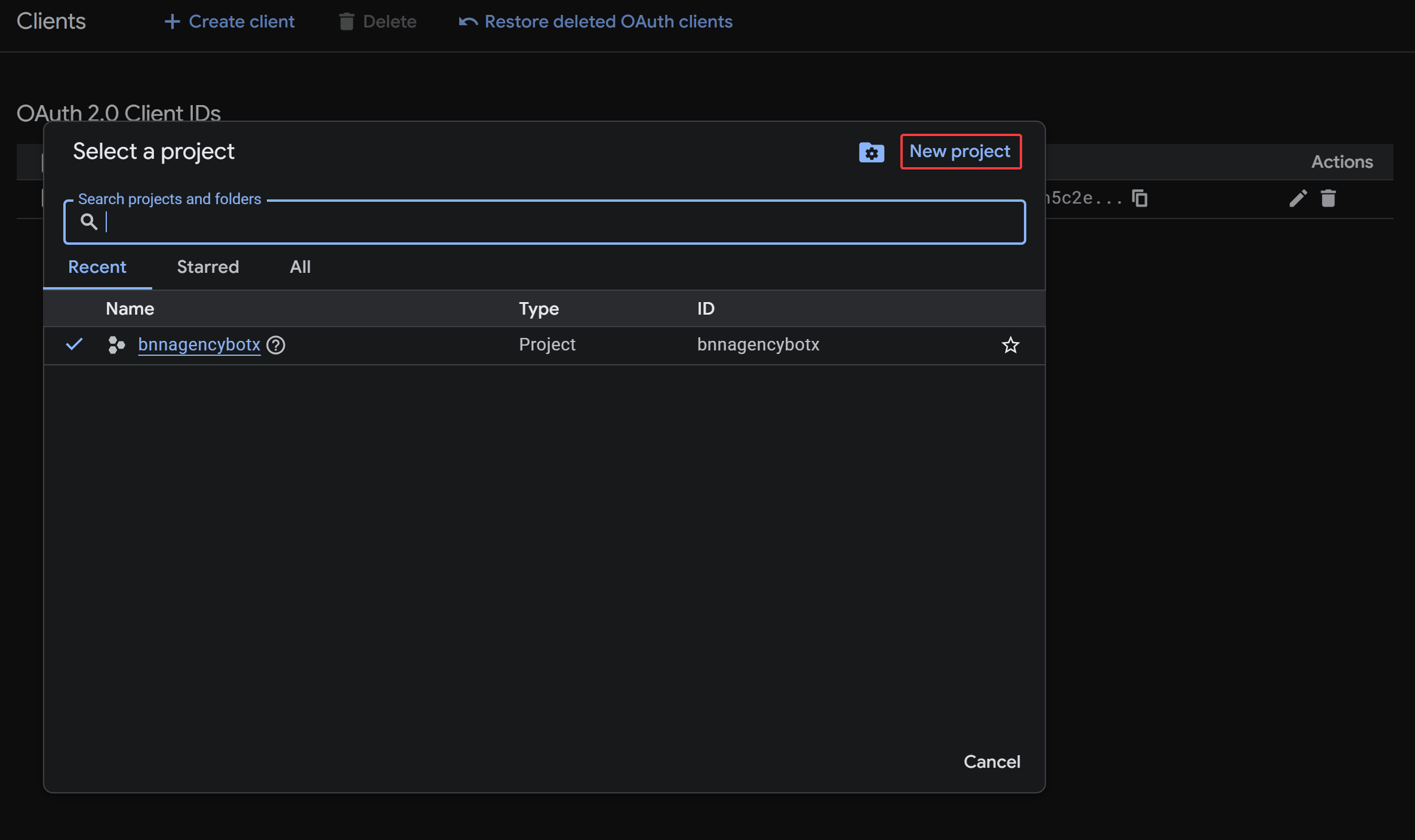 Google App Create Project