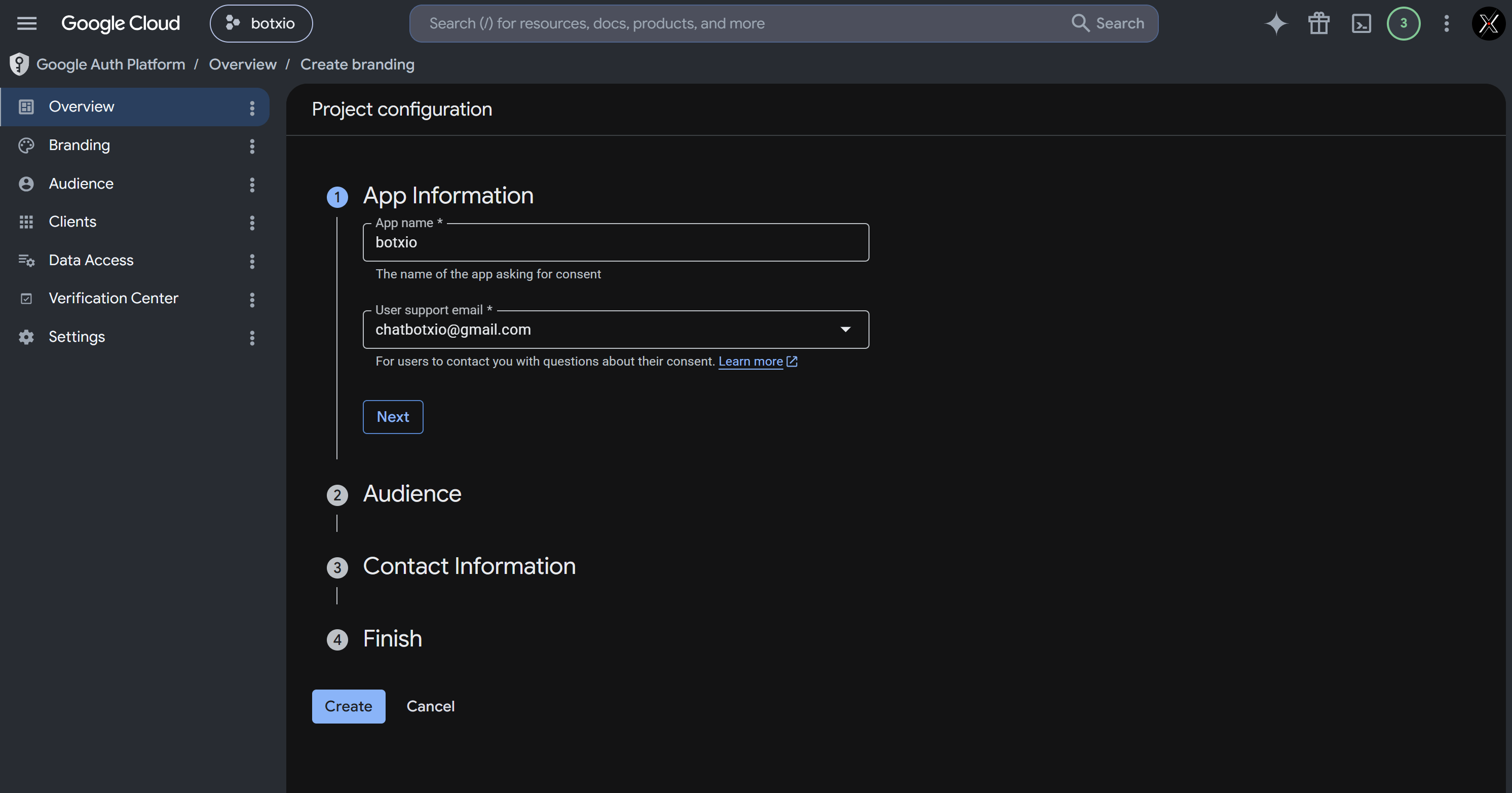 Google App Project Info App Name