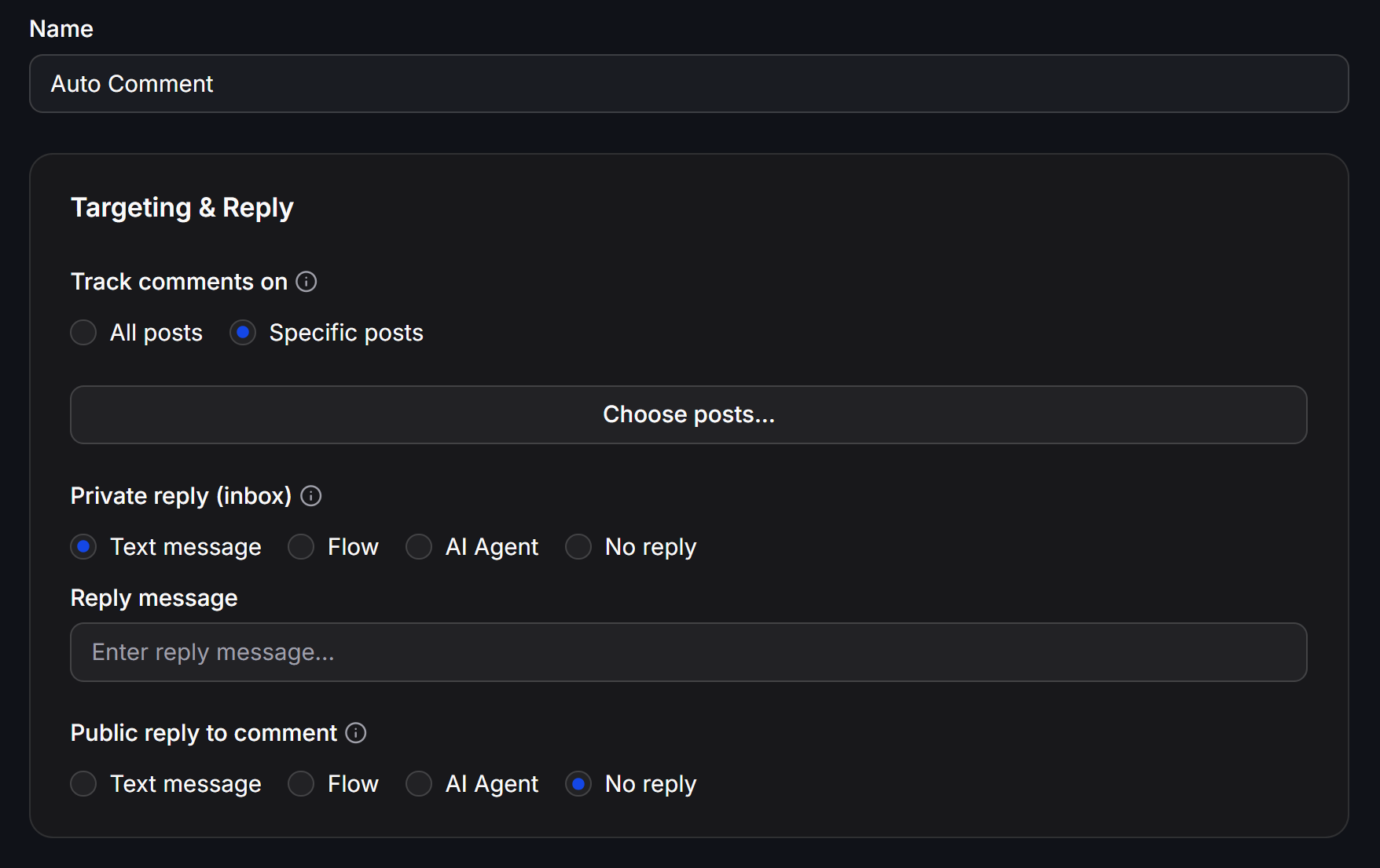 Chatbotx Facebook Comment Setup Targeting