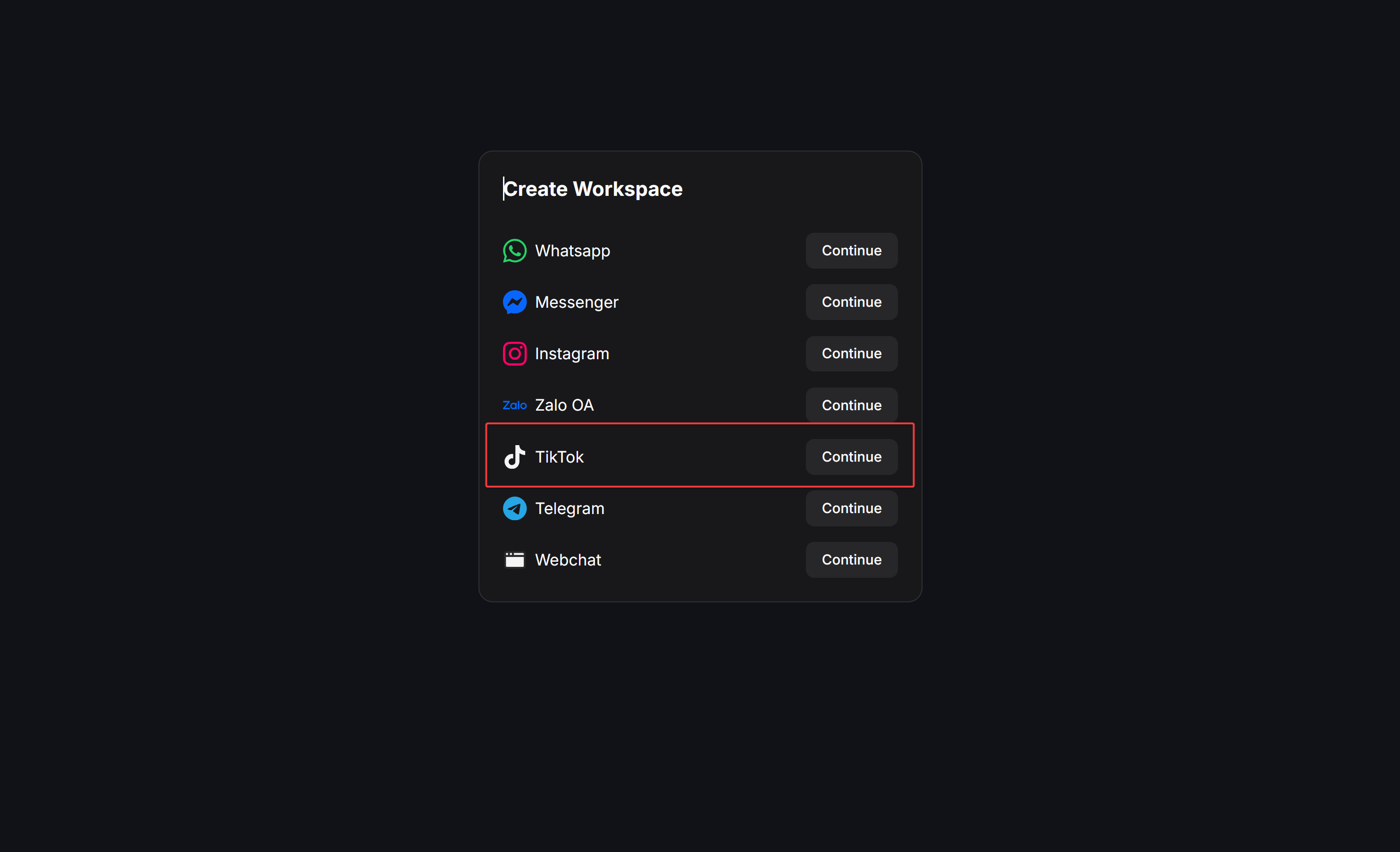 Tiktok Select Channel
