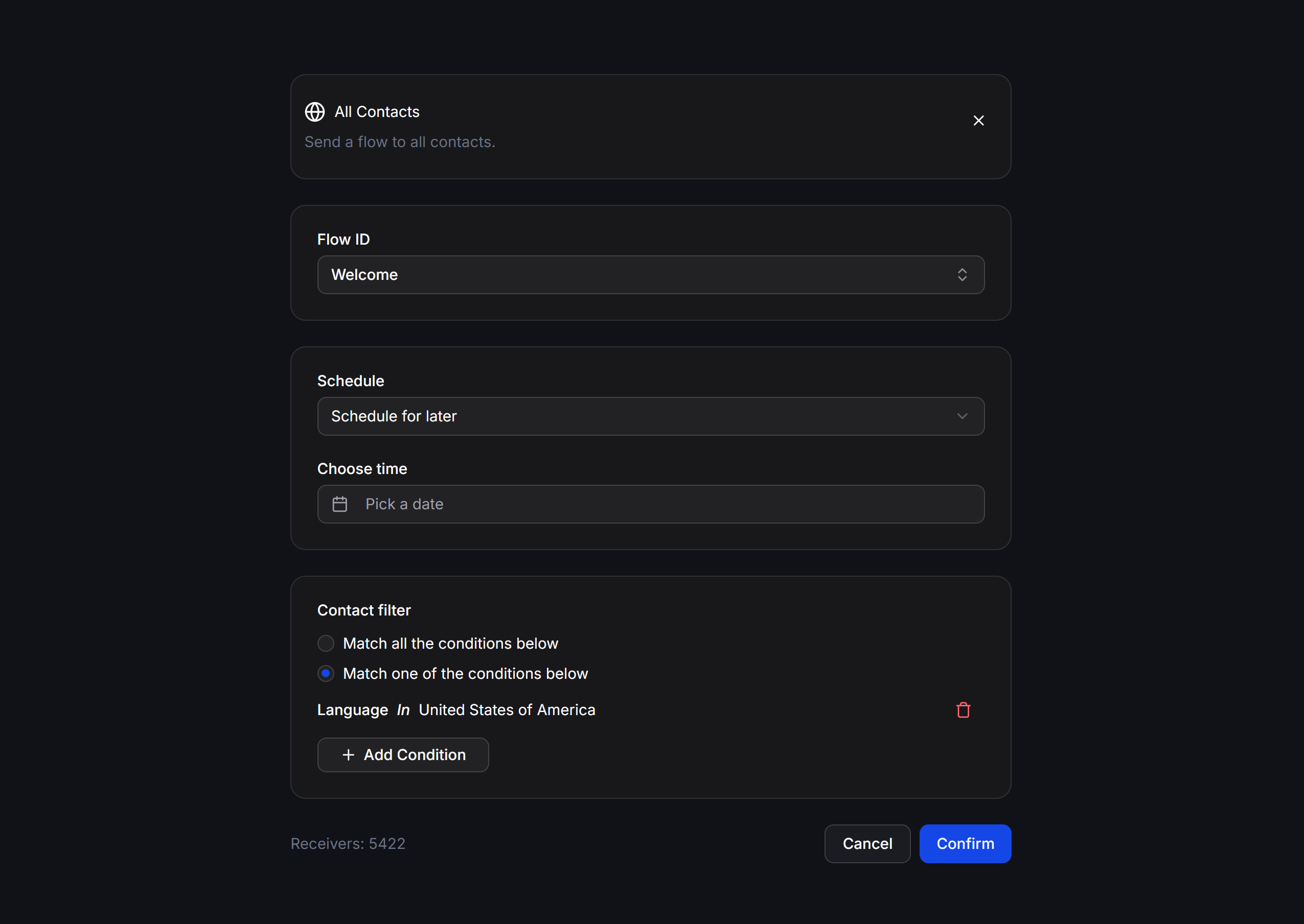 Schedule Contact Filter