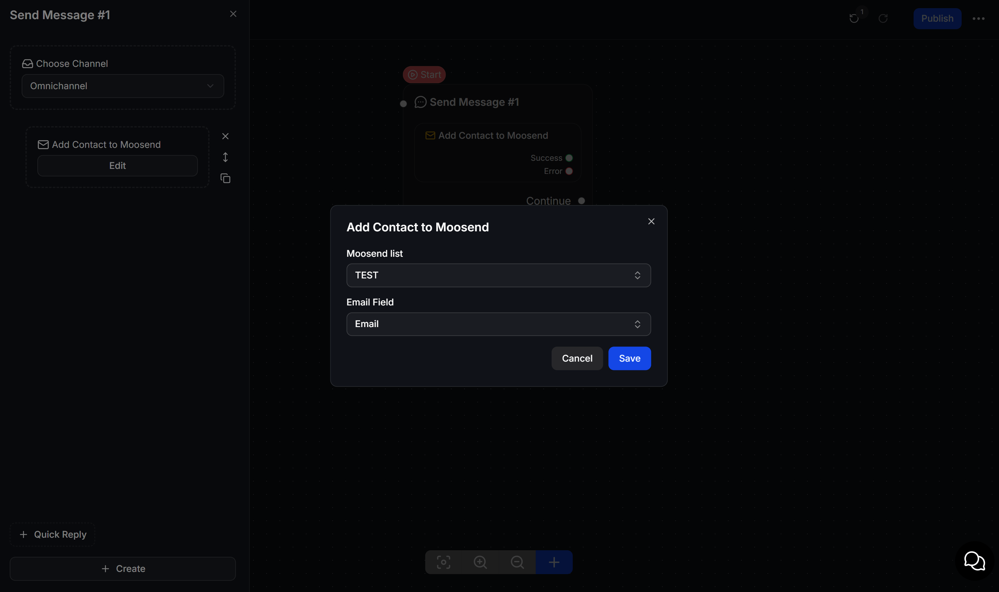 Configure Add Contact to Moosend