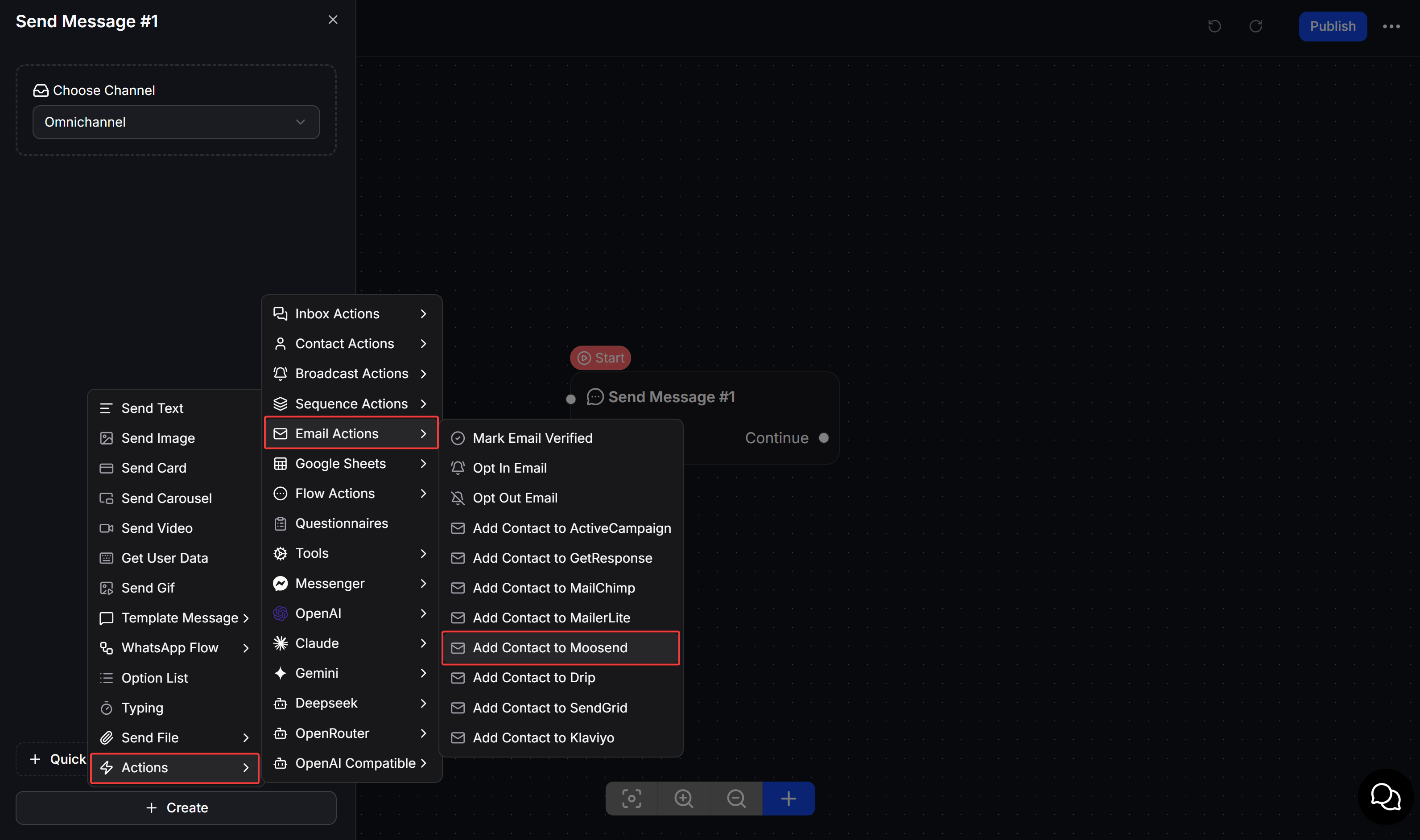 Select Add Contact to Moosend Action