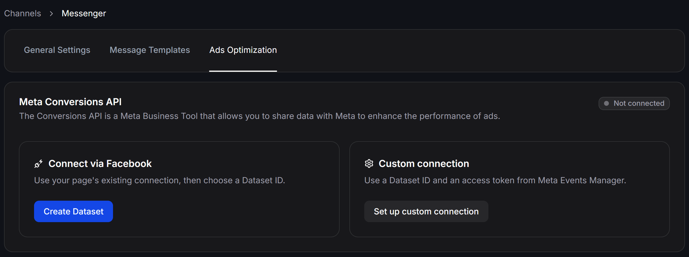 Meta Capi Messenger Create Dataset