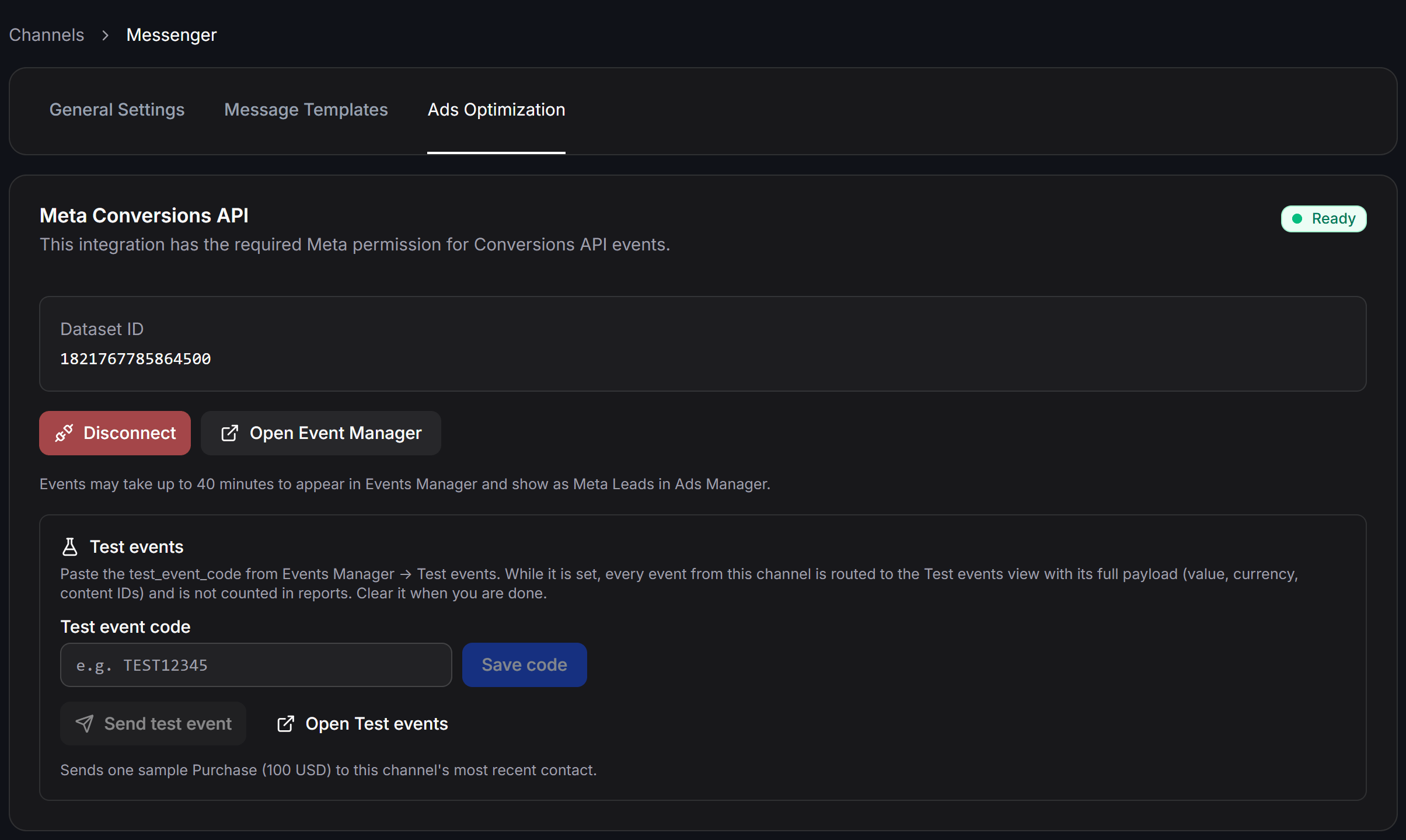 Meta Capi Messenger Dataset Ready