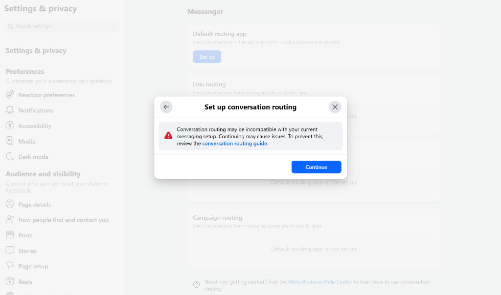 Warning confirmation dialog