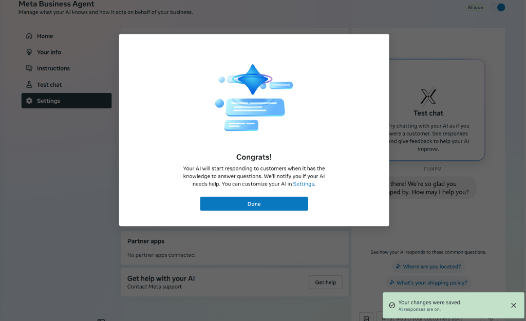 AI is on confirmation modal