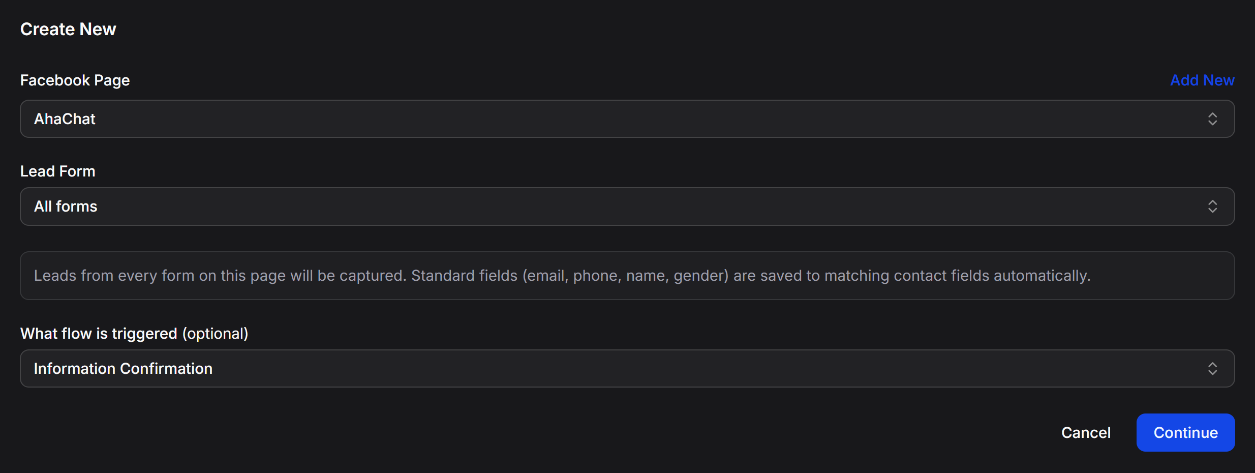 Configure Facebook Page Lead Form and triggered Flow