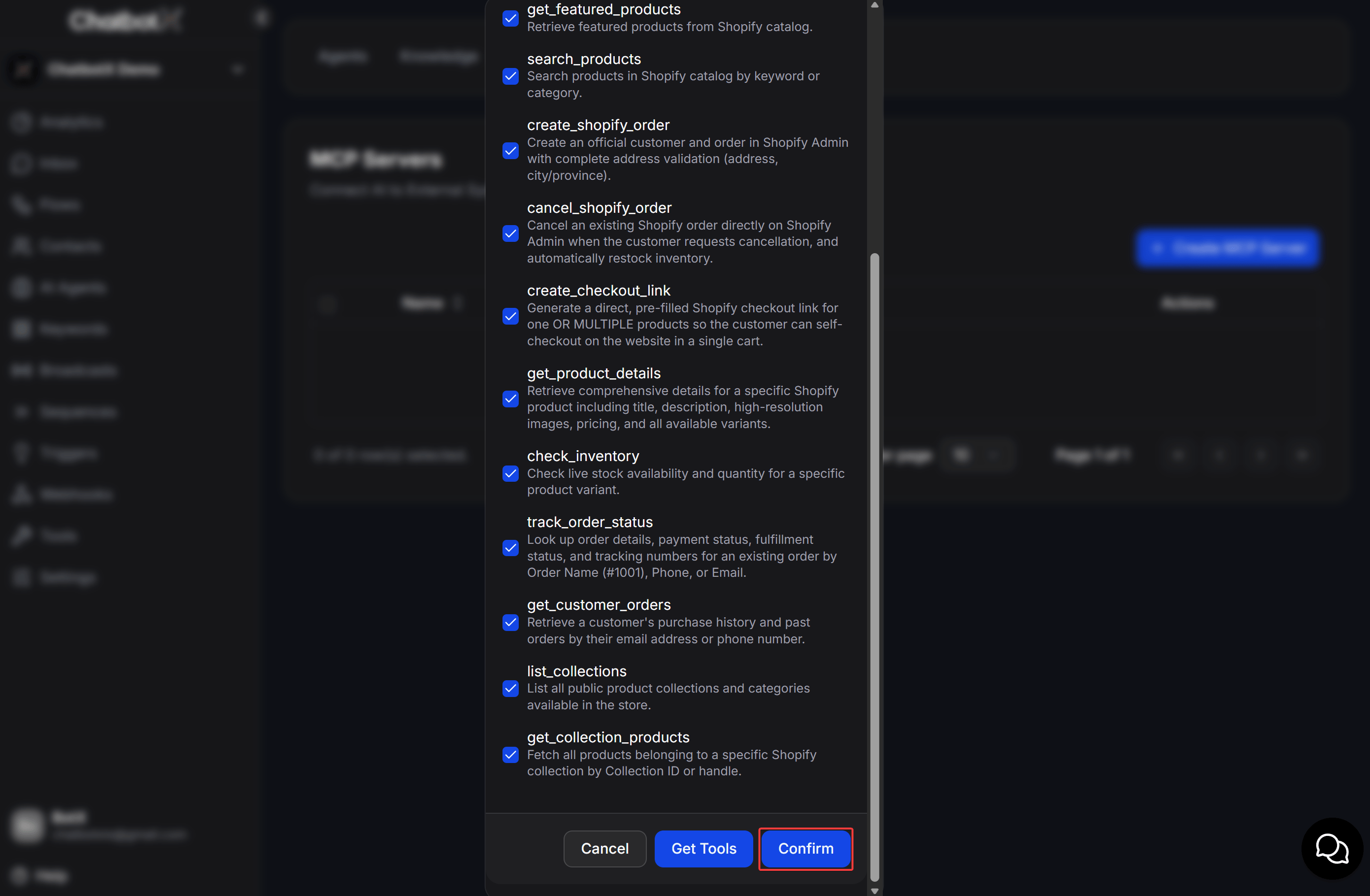 List 11 Tools And Confirm