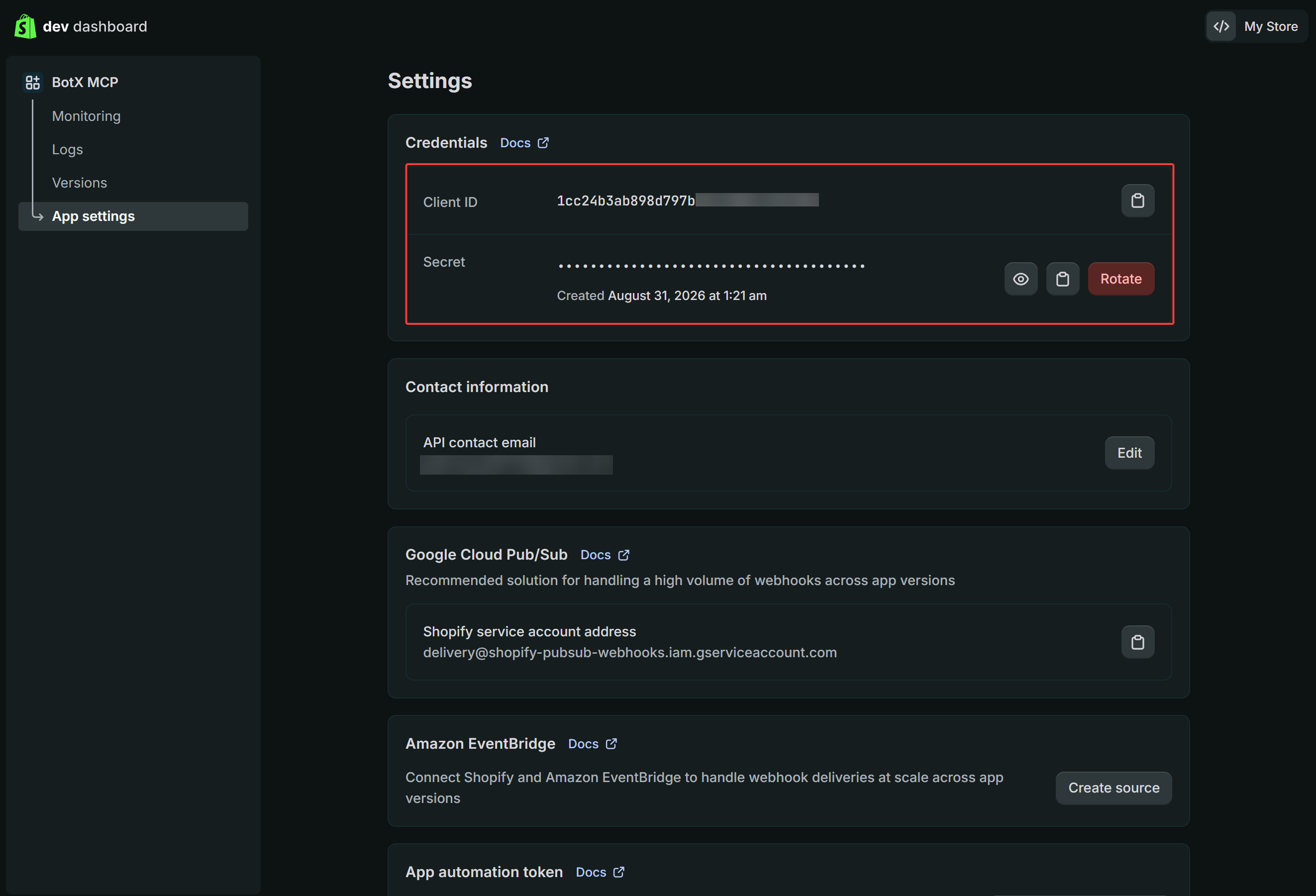 Copy Client ID And Secret In Credentials