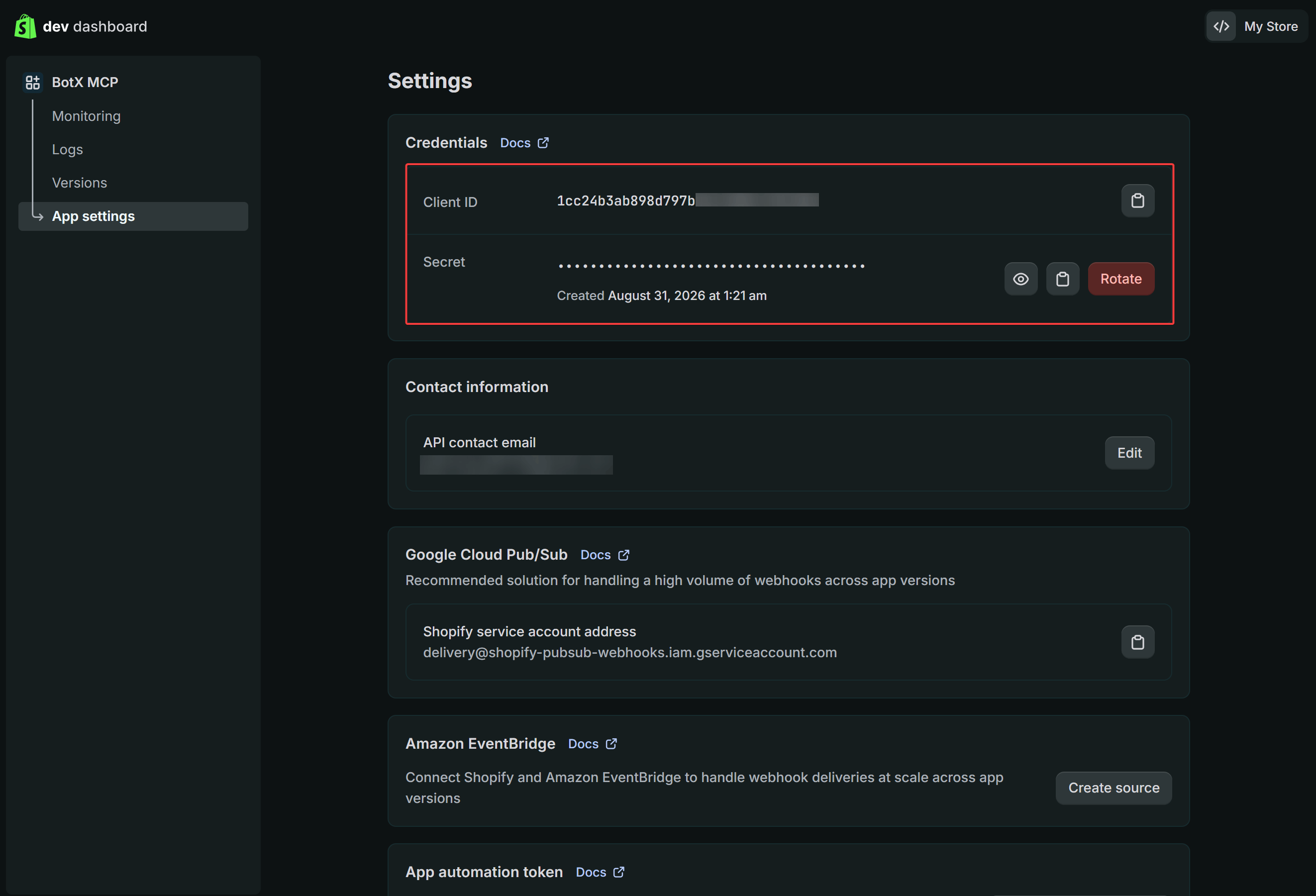 Copy Client ID And Secret In Credentials