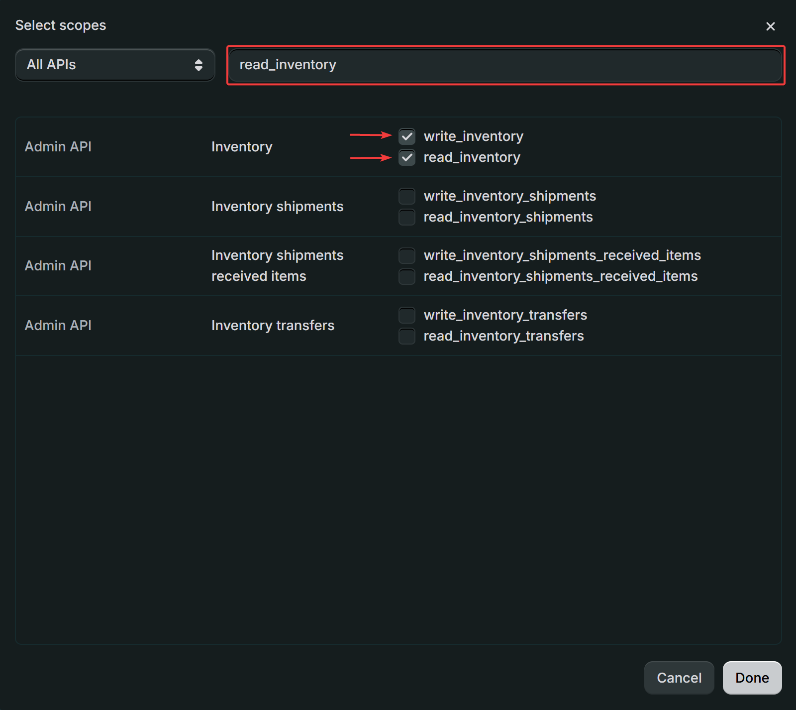 Search And Select Scopes In Modal