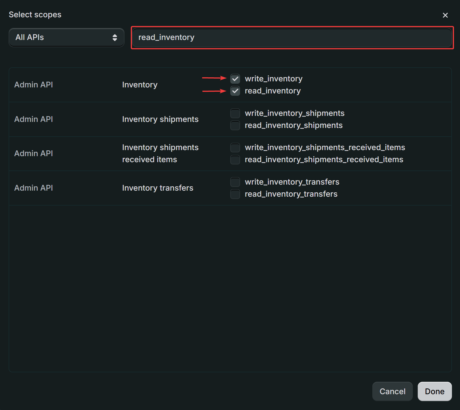 Search And Select Scopes In Modal