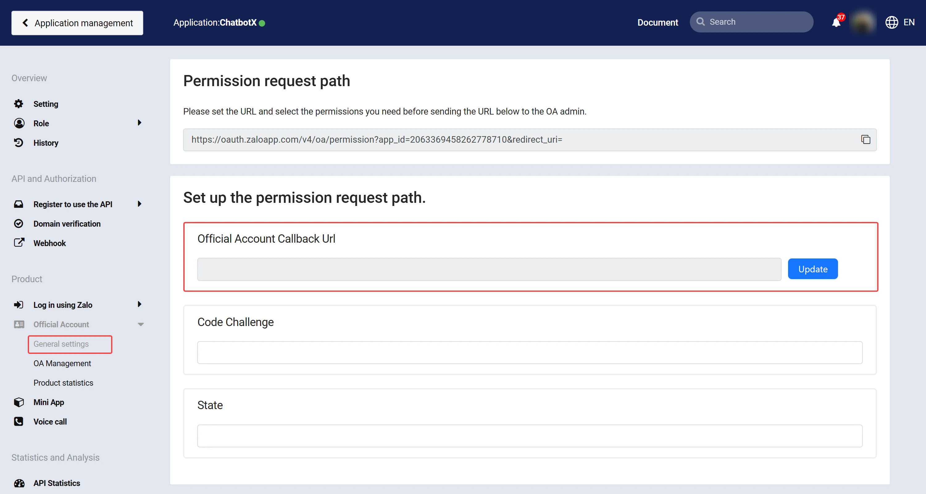 zalo_app_settings_callback_url_permissions_configuration