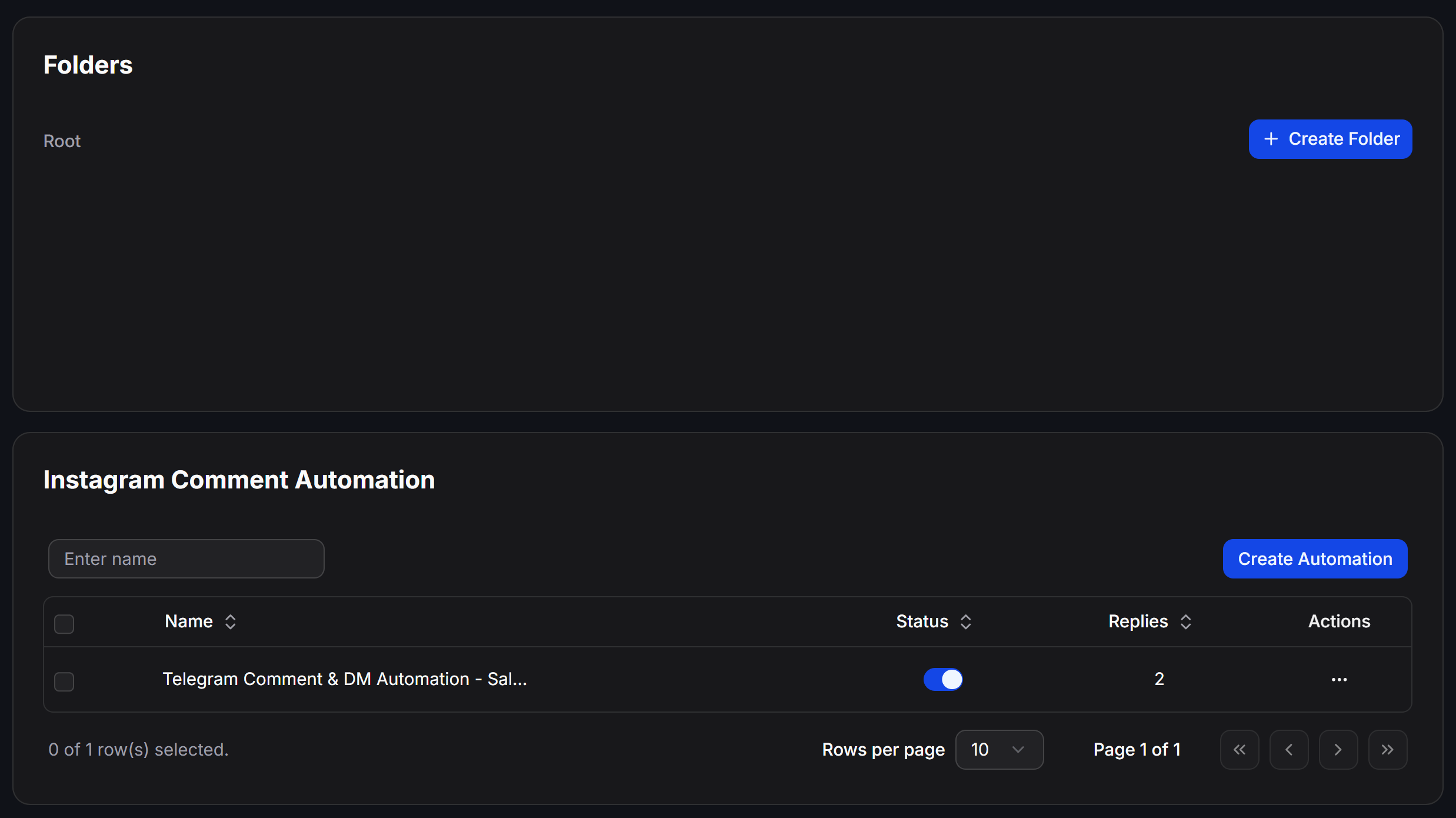 View and create Instagram comment automations
