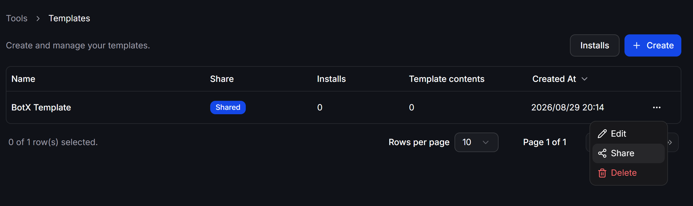 Templates Management Dashboard