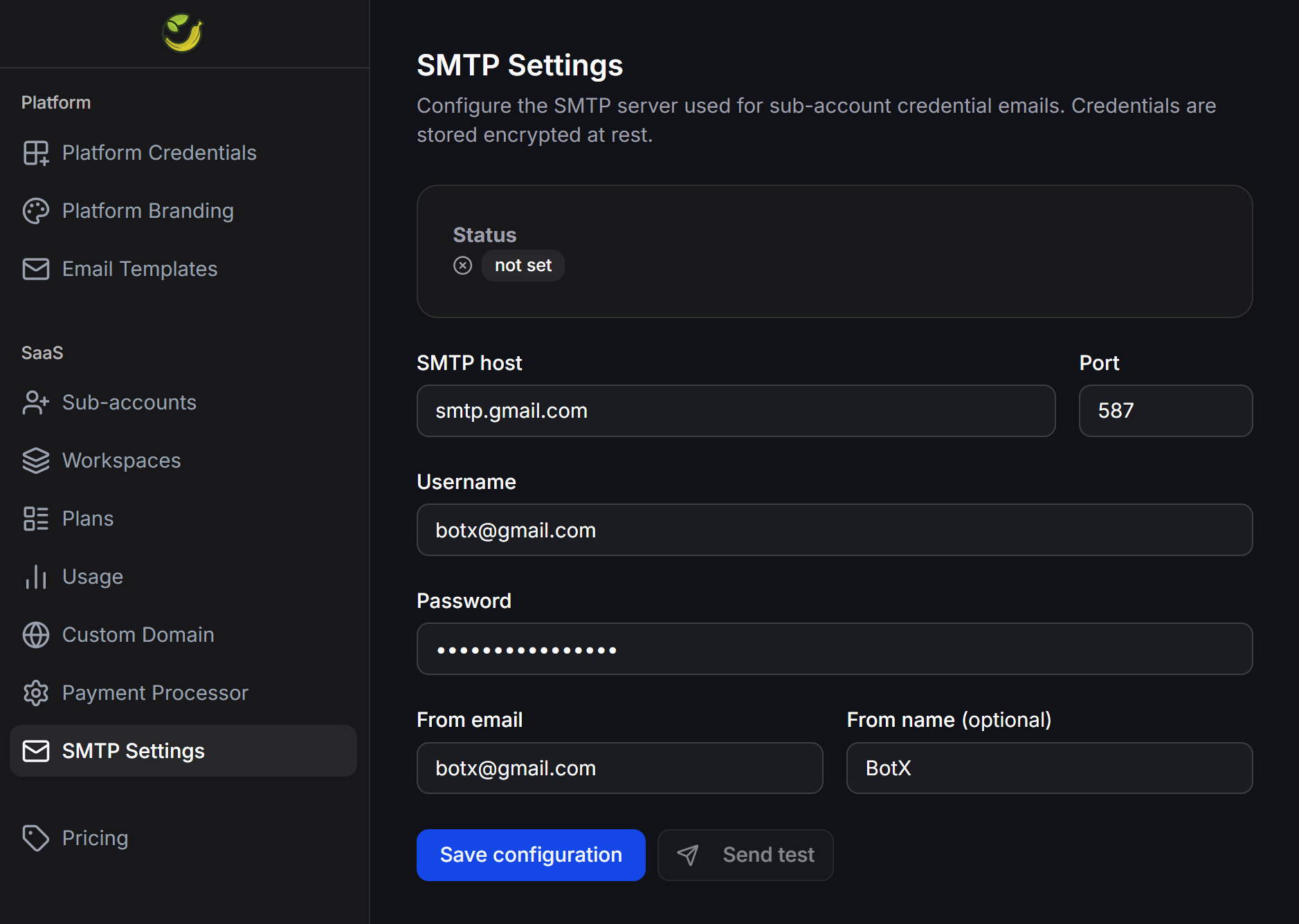 Chatbotx Whitelabel Smtp Settings