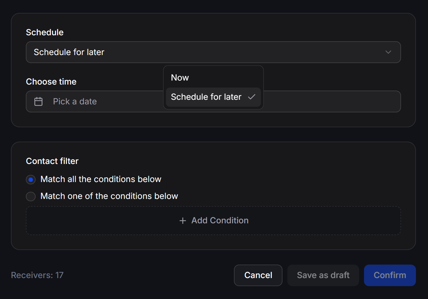 Broadcast Schedule Filter and Confirm