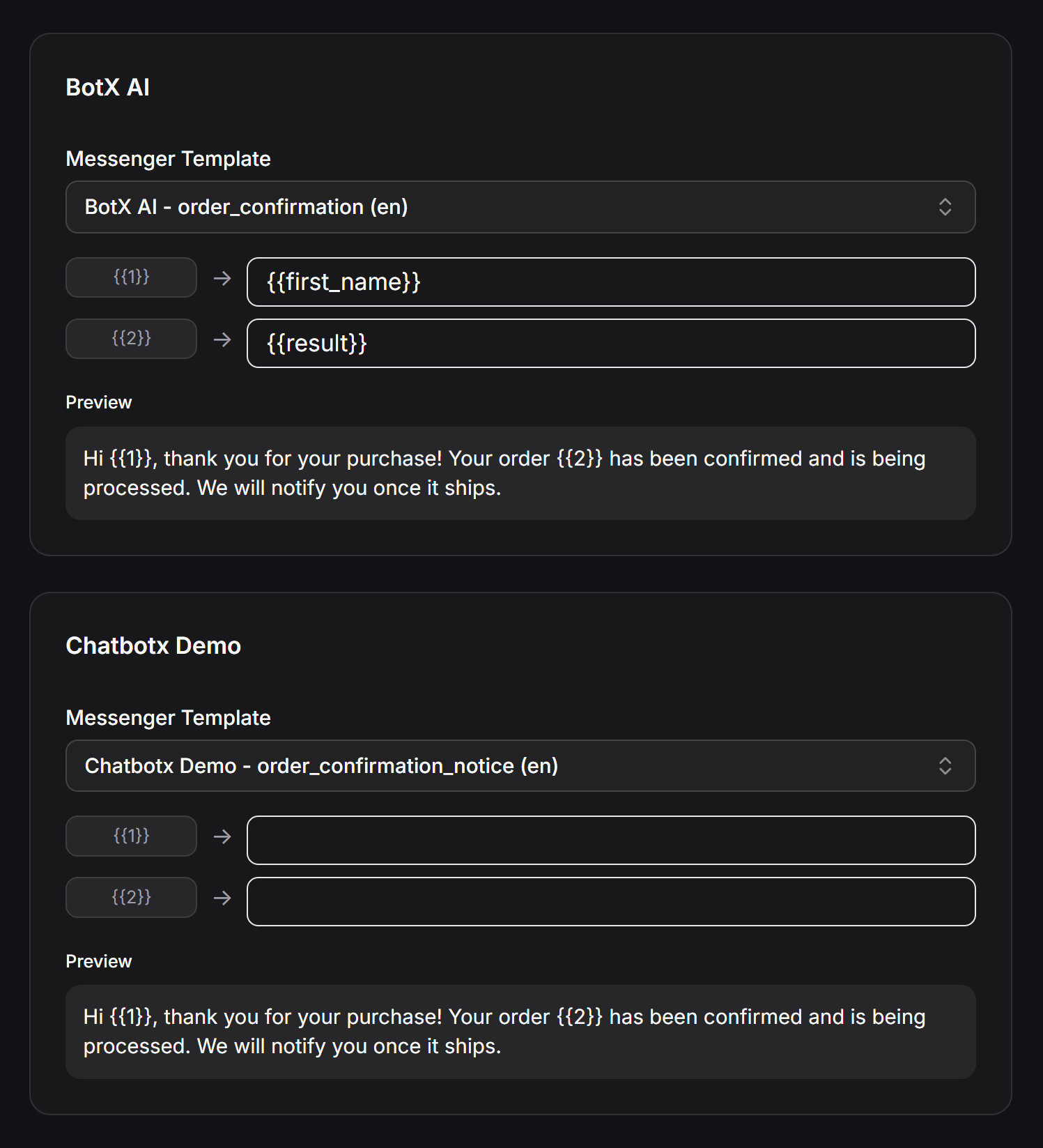 Broadcast Template Message Per Page Mapping
