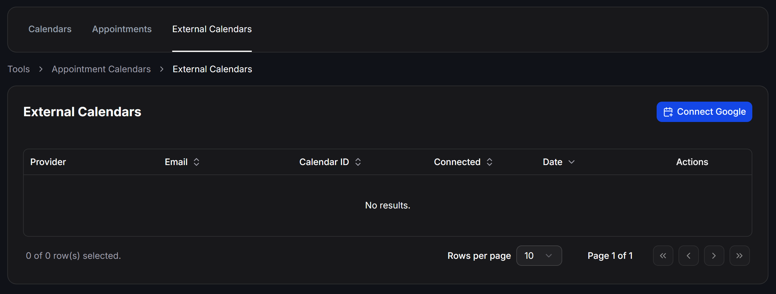 Connect and manage external calendars