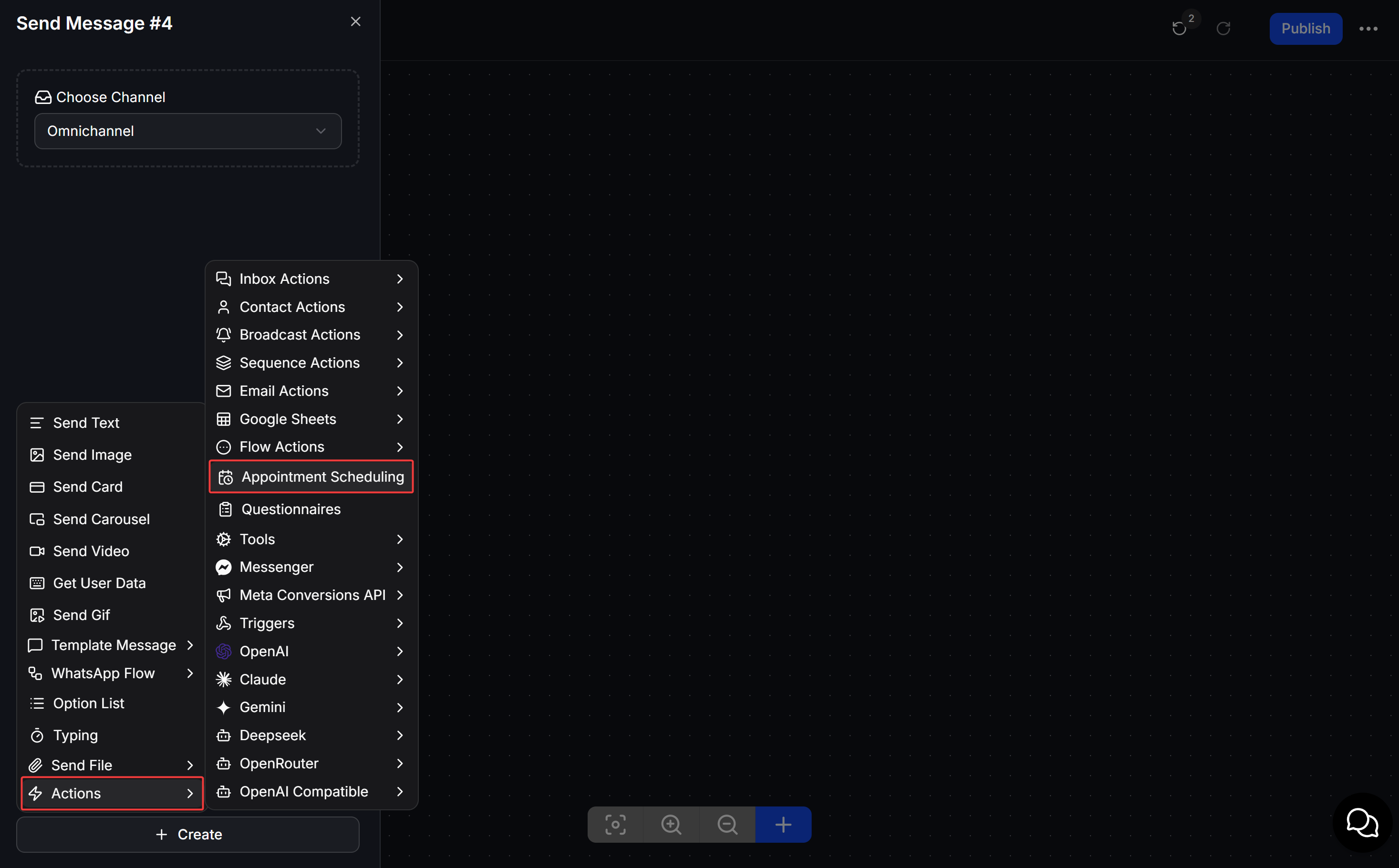 Add Appointment Scheduling to a Send Message block in Flow Builder