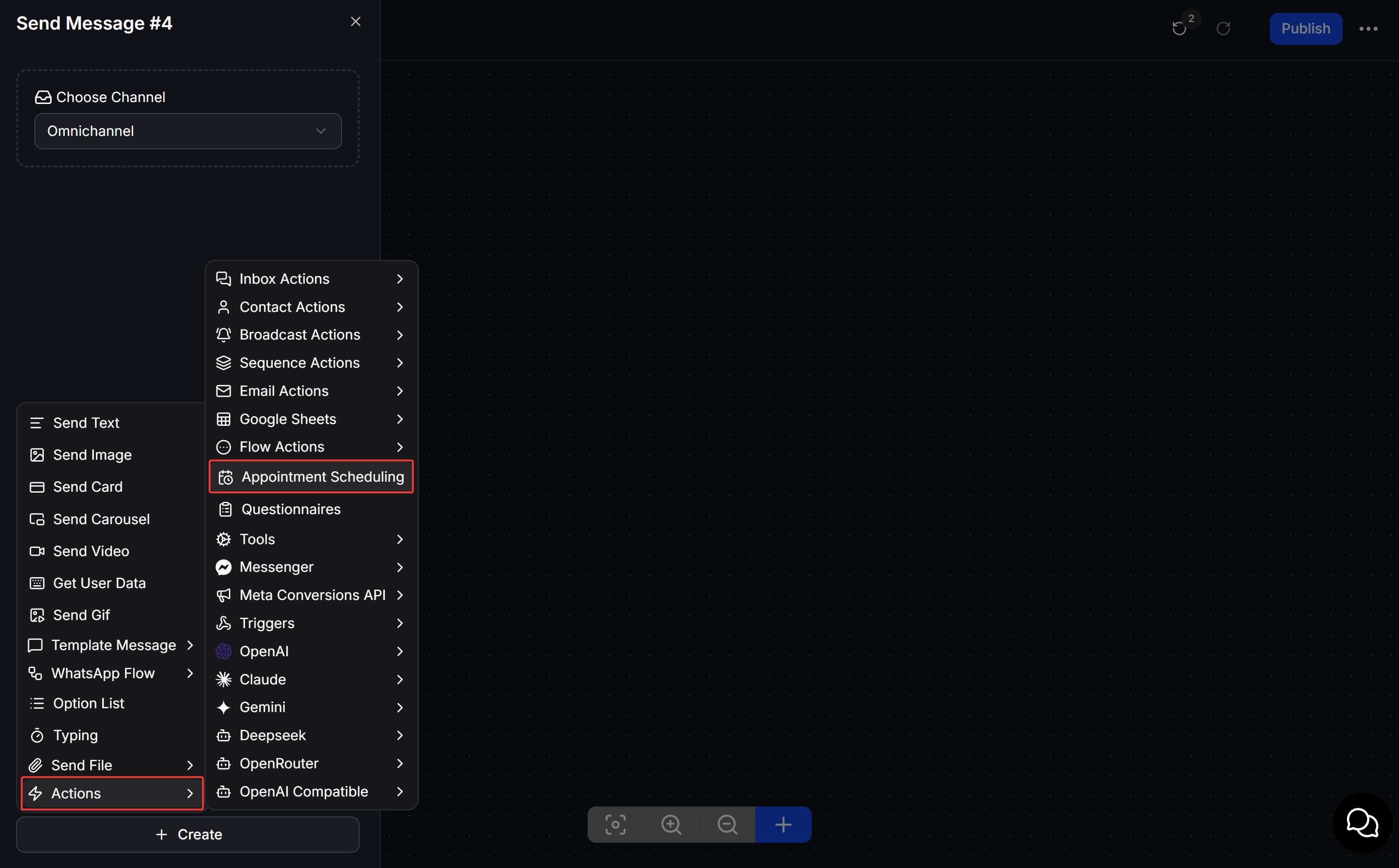 Add Appointment Scheduling to a Send Message block in Flow Builder