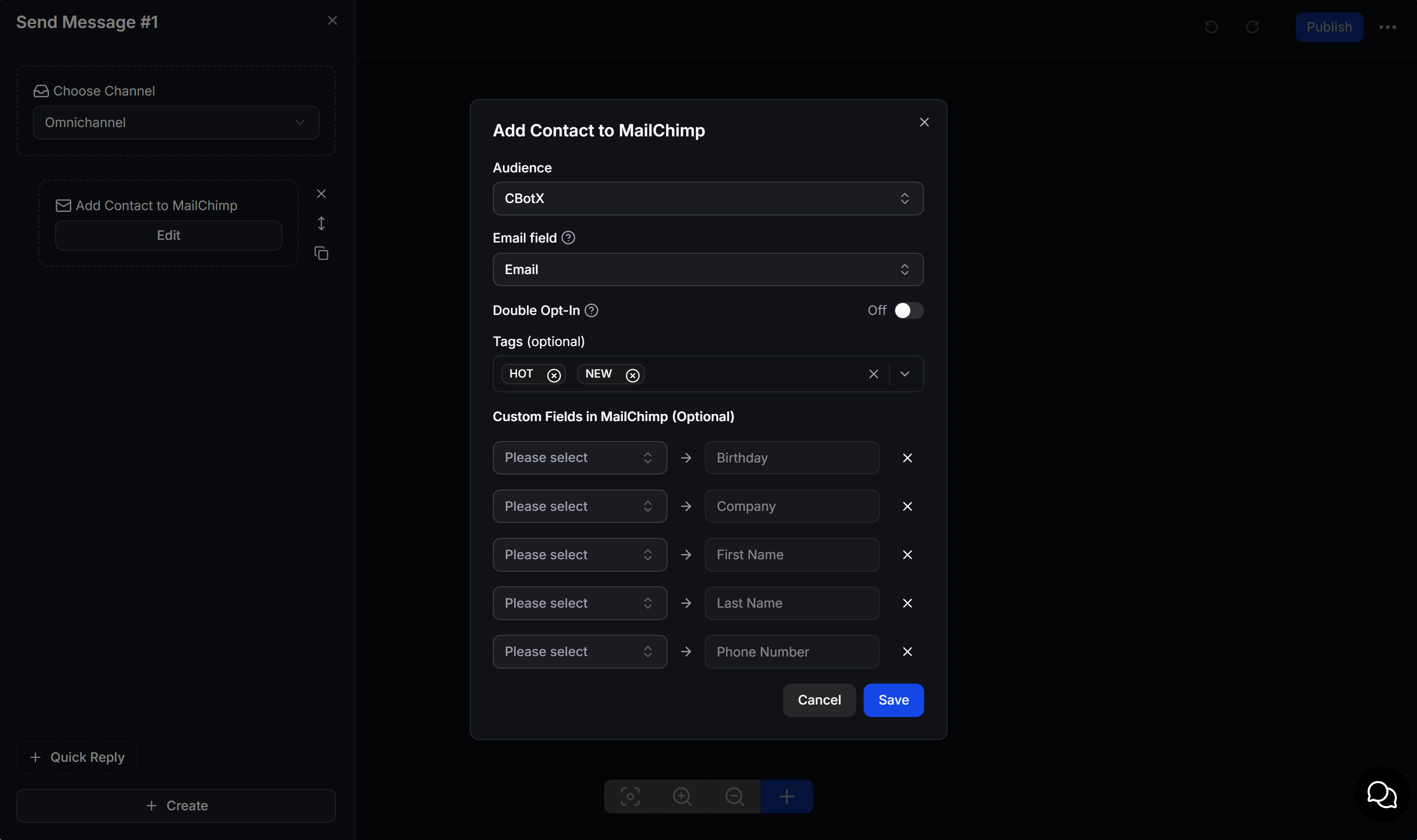 Configure Add Contact to Mailchimp