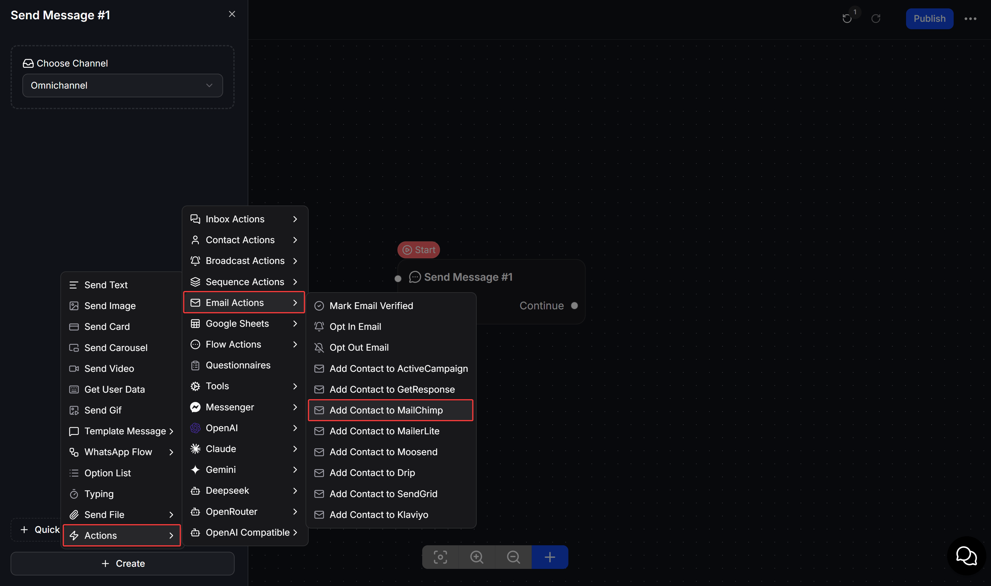 Select Add Contact to Mailchimp Action