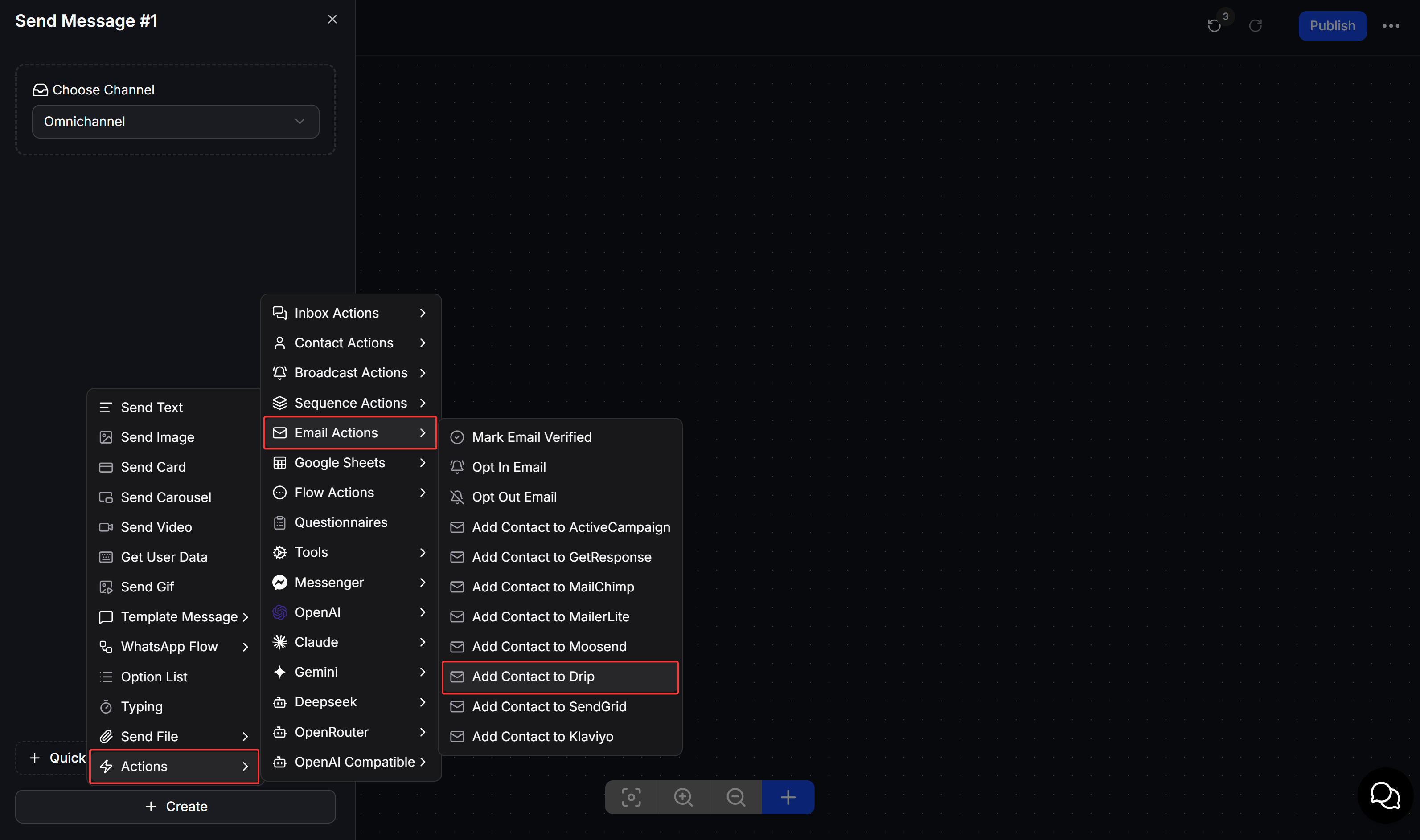 Select Add Contact to Drip Action