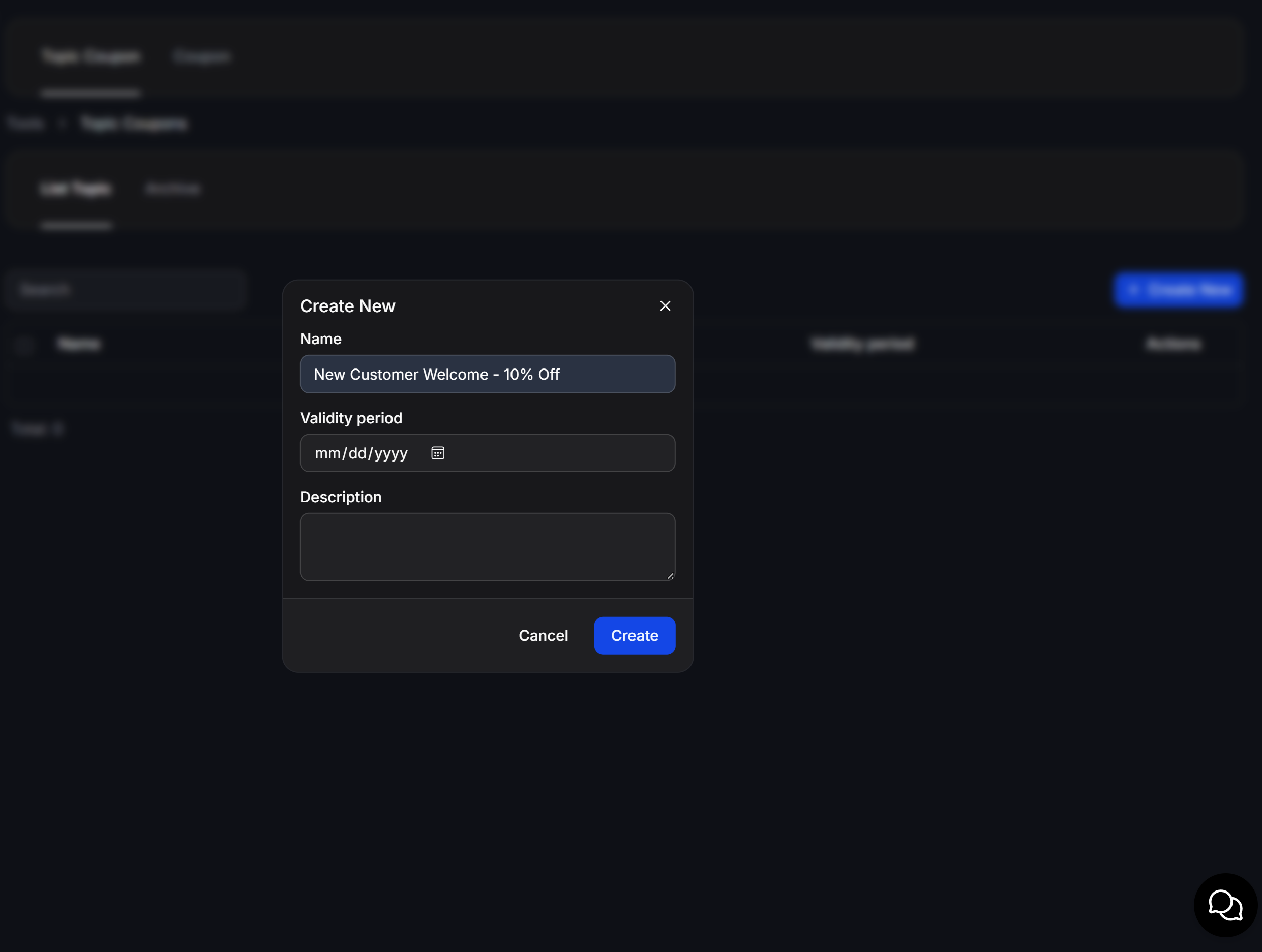 Create a new Topic Coupon