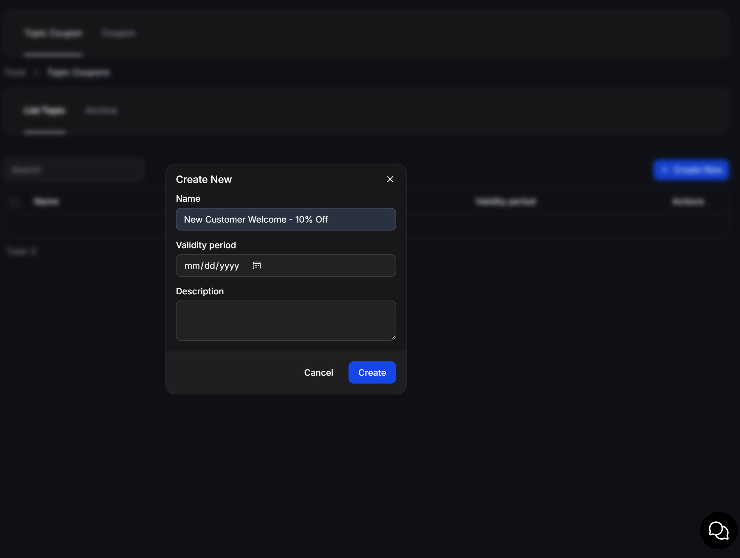 Create a new Topic Coupon