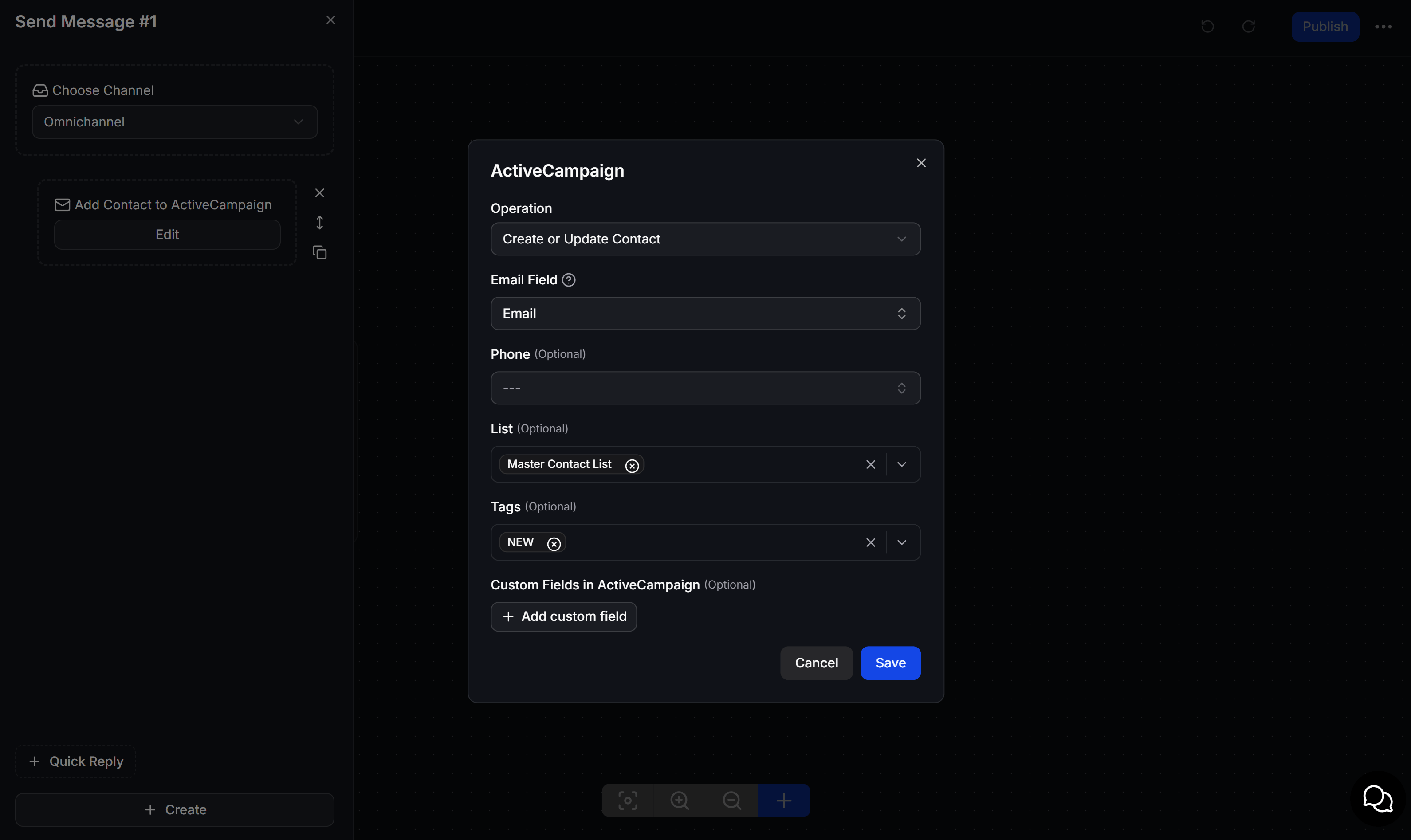 Configure Create or Update Contact in ActiveCampaign