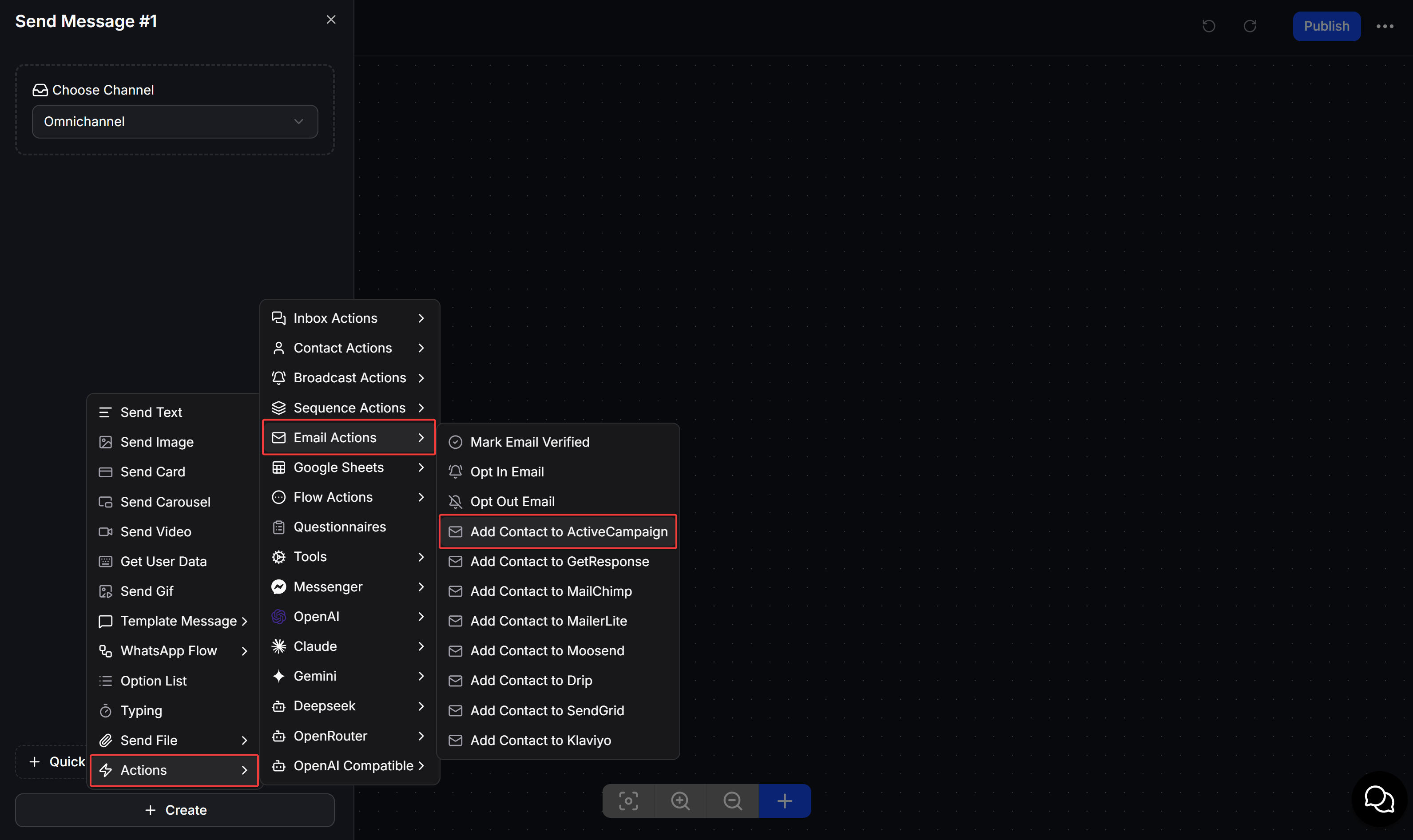 Select Add Contact to ActiveCampaign Action