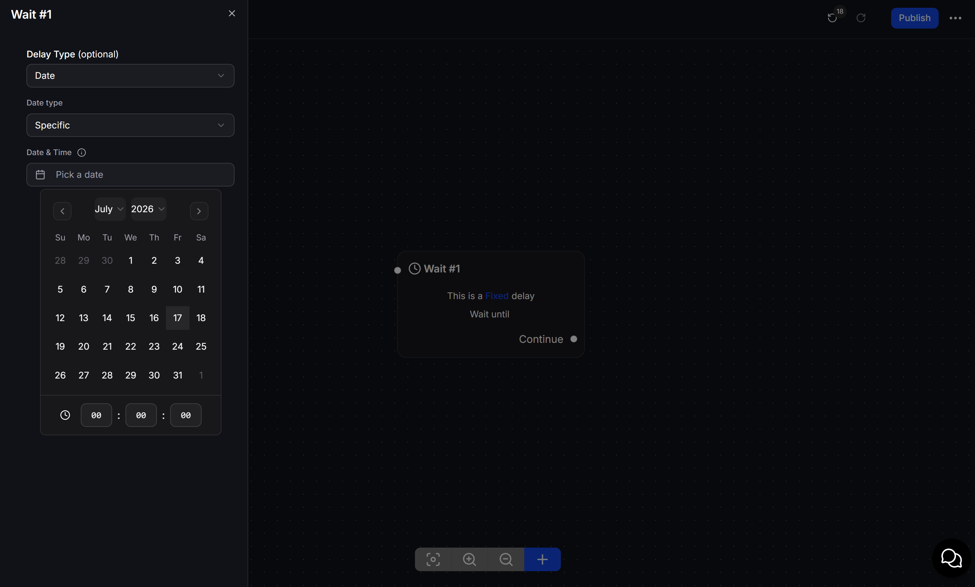 Wait Node Date Specific Config
