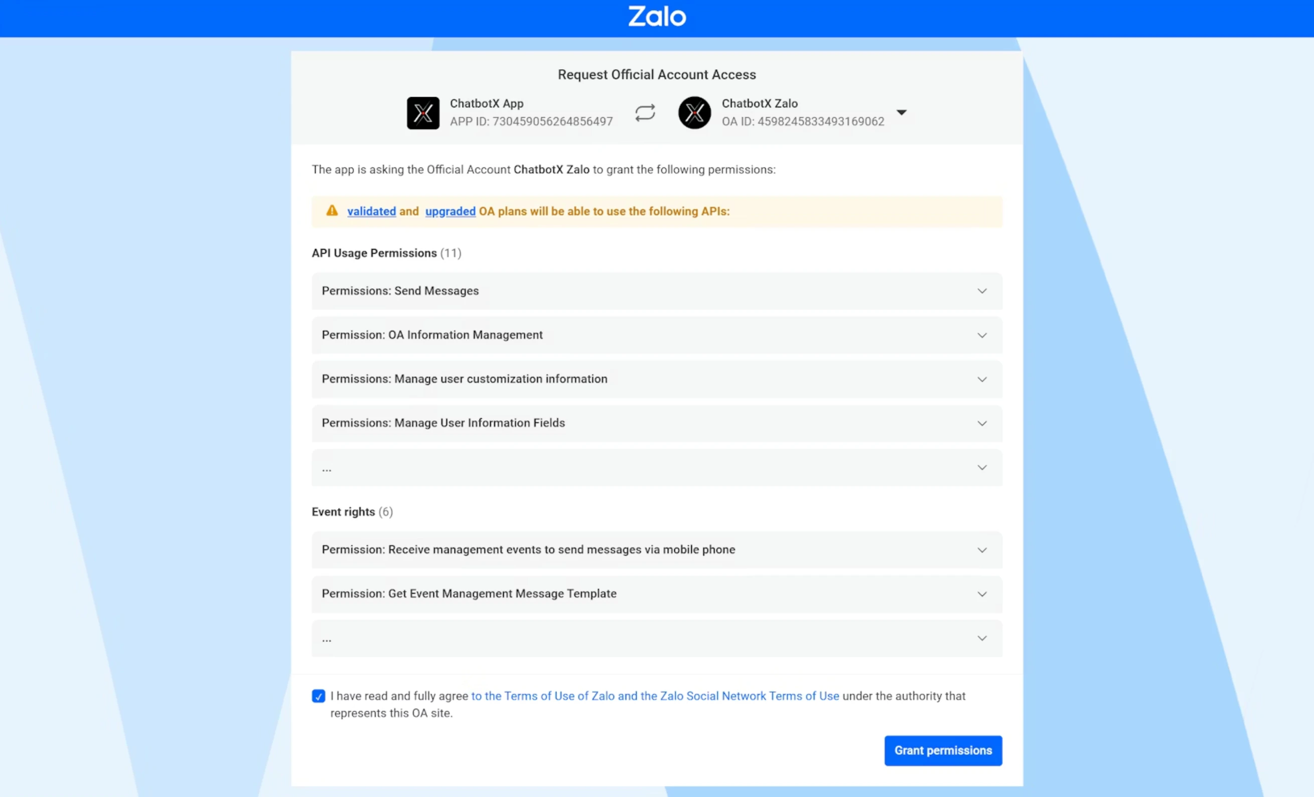 zalo_oa_authorization_permission_confirmation_page