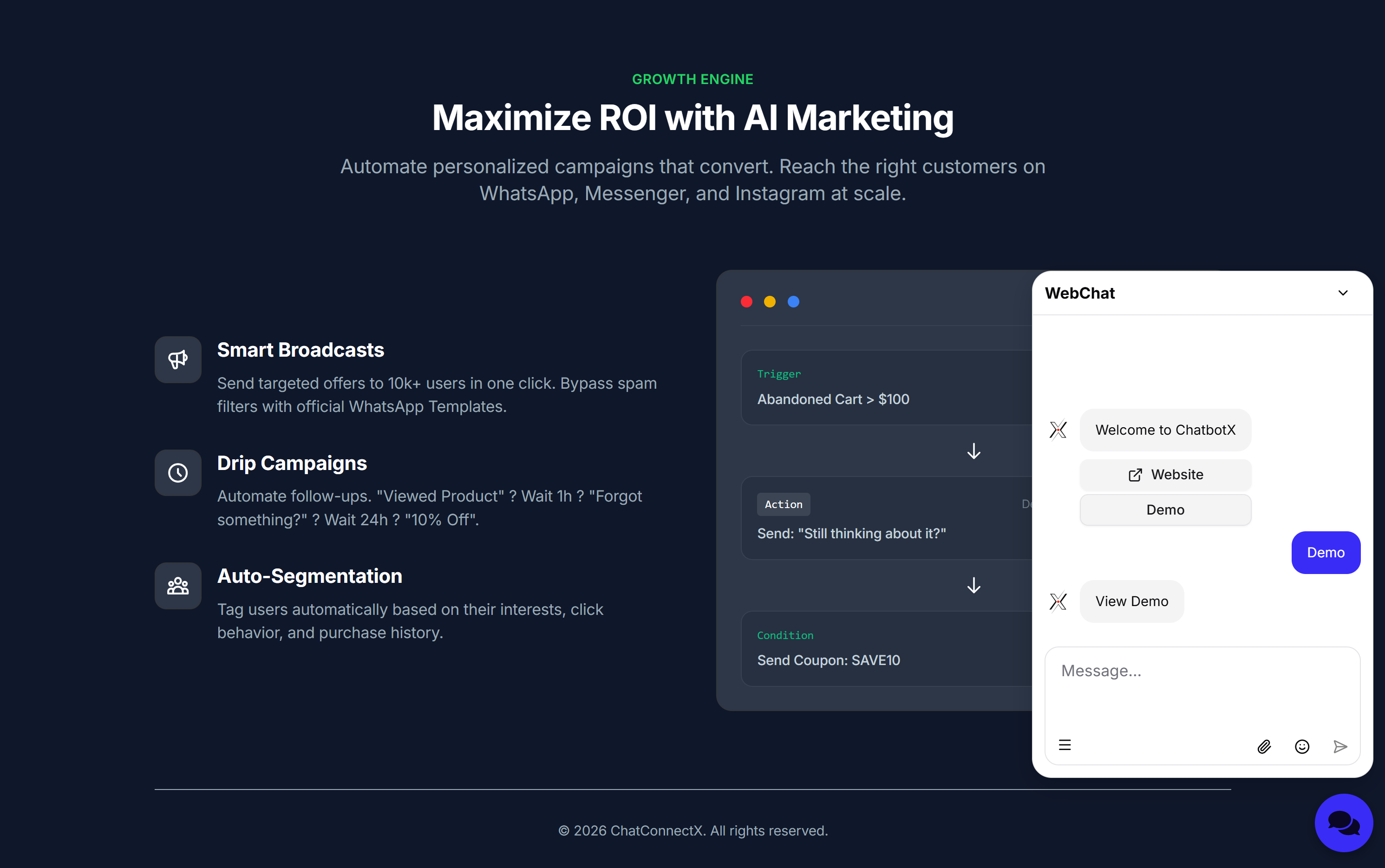 Live demo preview with Webchat widget