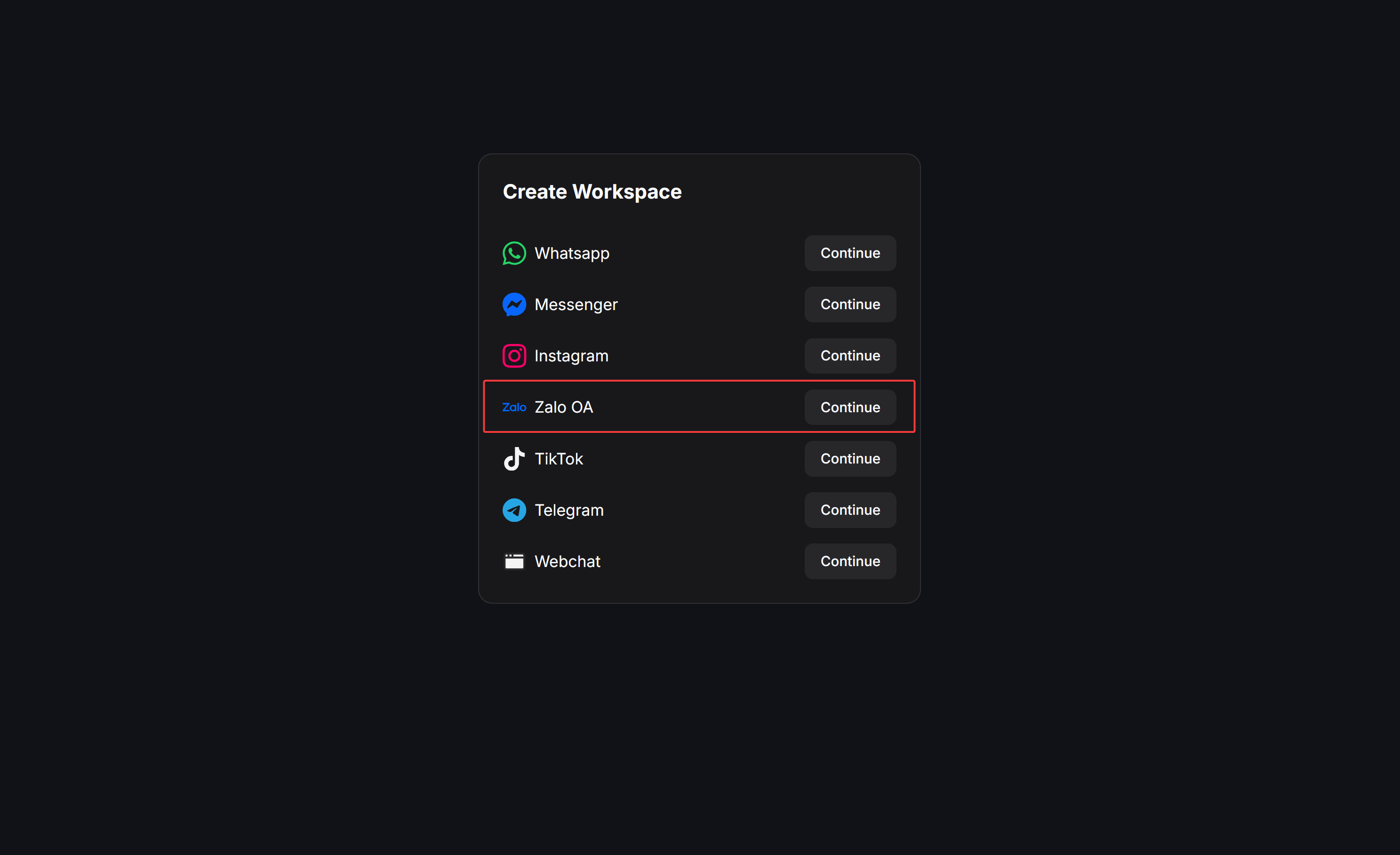 Zalo Select Channel