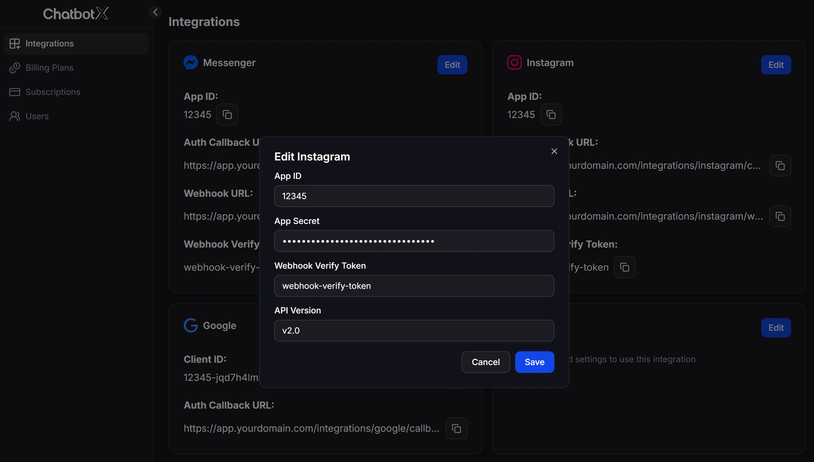chatbotx_super_admin_instagram_edit_modal