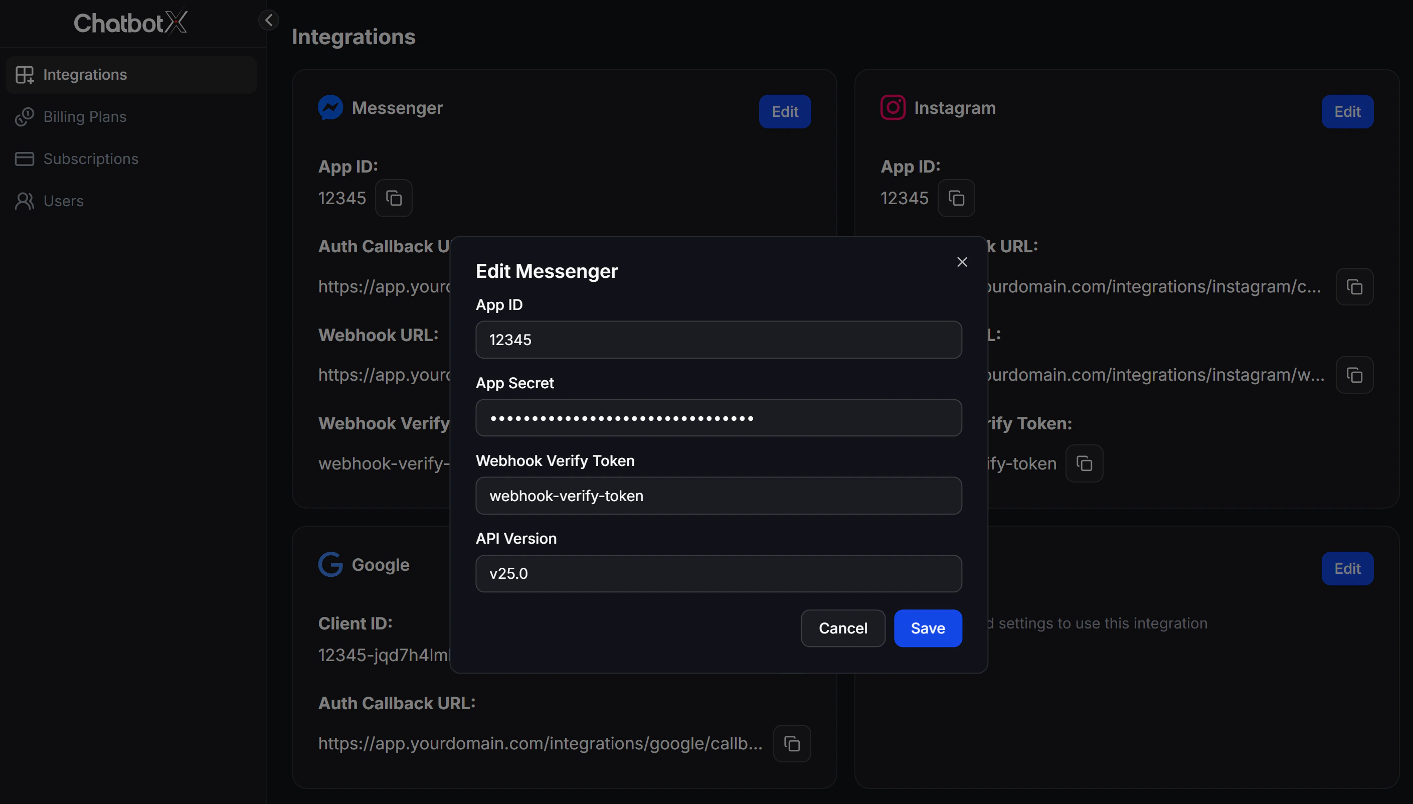 chatbotx_super_admin_messenger_edit_modal