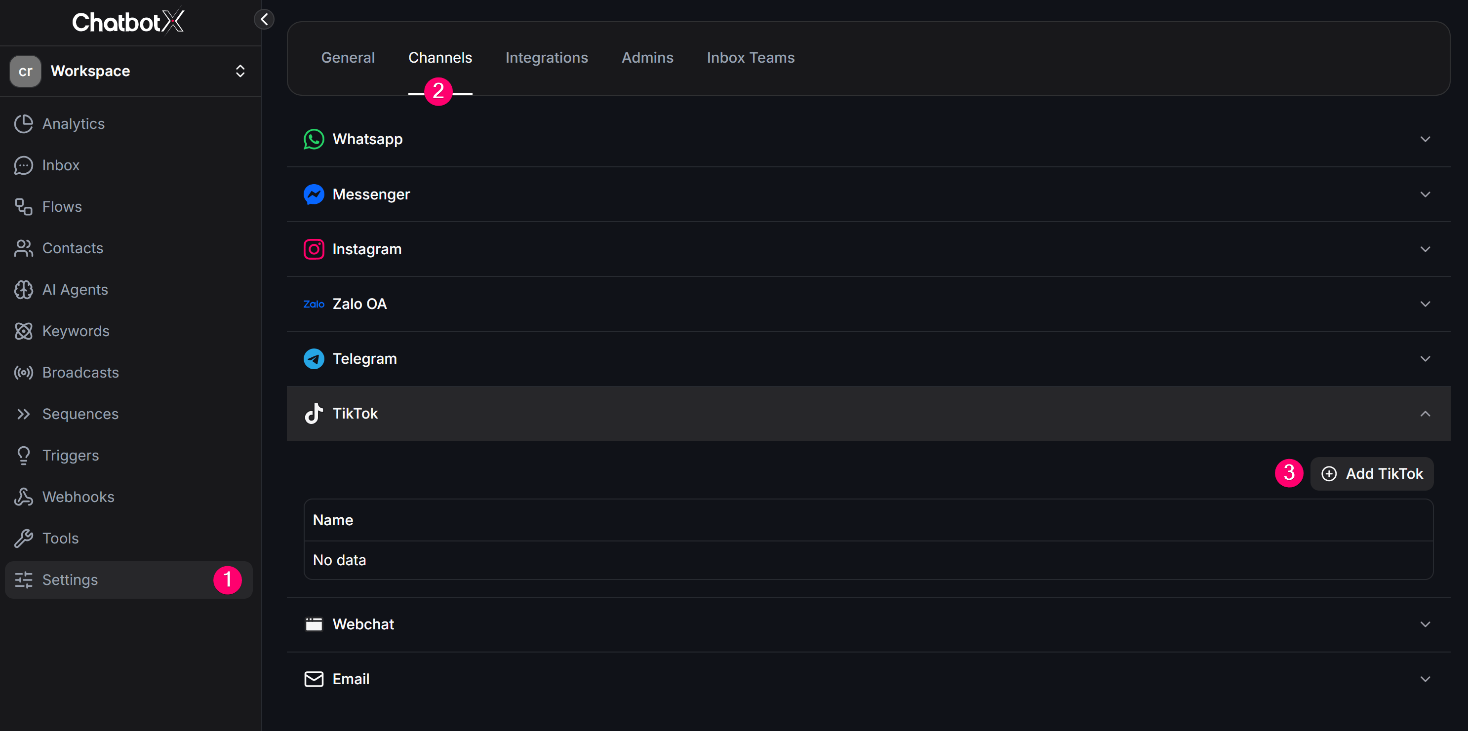Tiktok Channel Setup