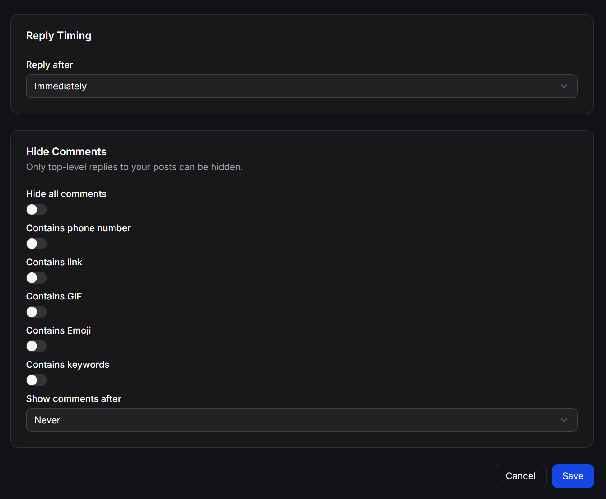 Chatbotx Threads Comment Hide Comments