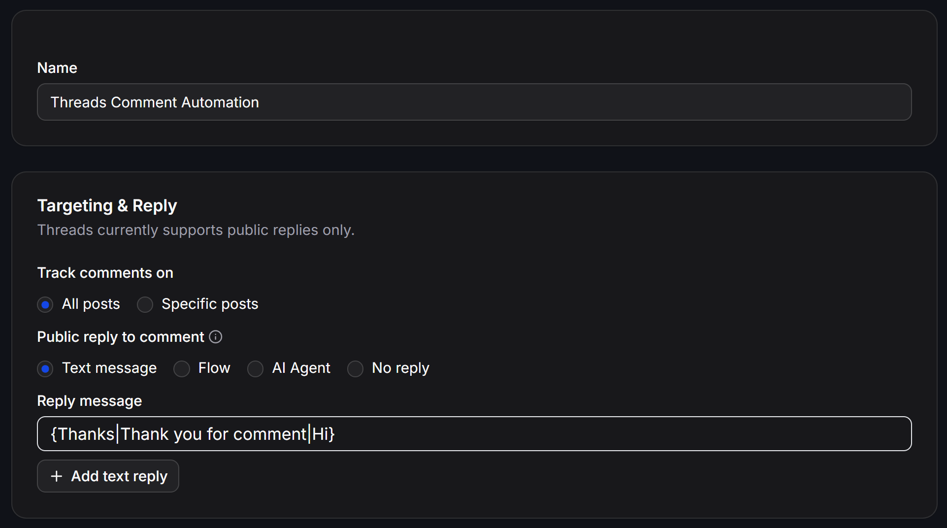Chatbotx Threads Comment Setup Targeting